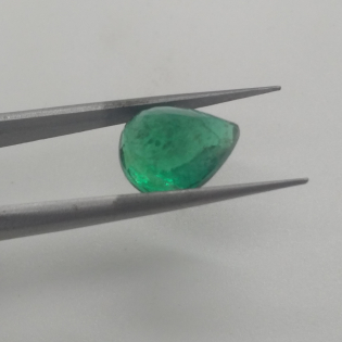  3.72ct Pear Shape Deep Velvet Green Color Emerald