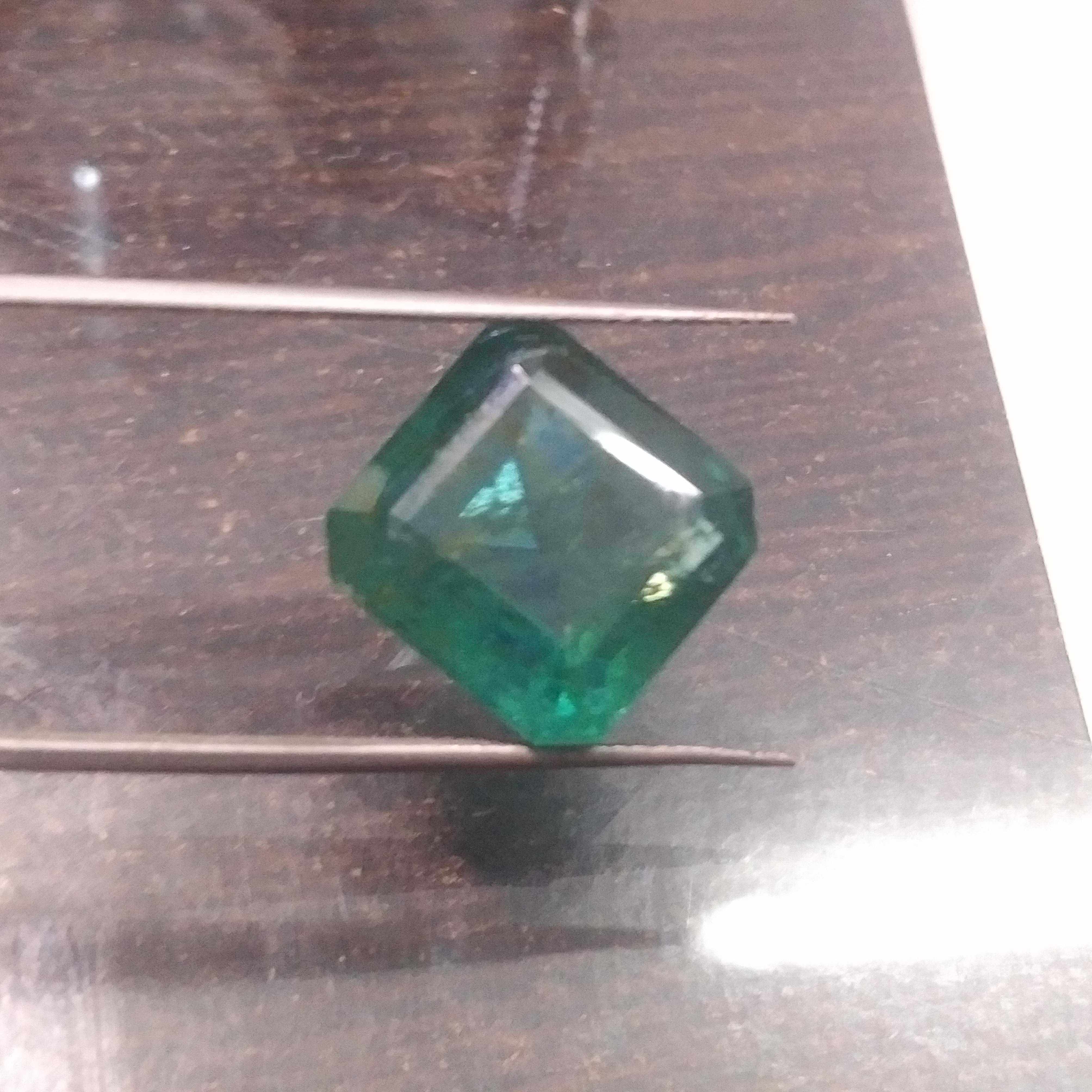 11.34ct bluish green crystalline octagon emerald IGI certified
