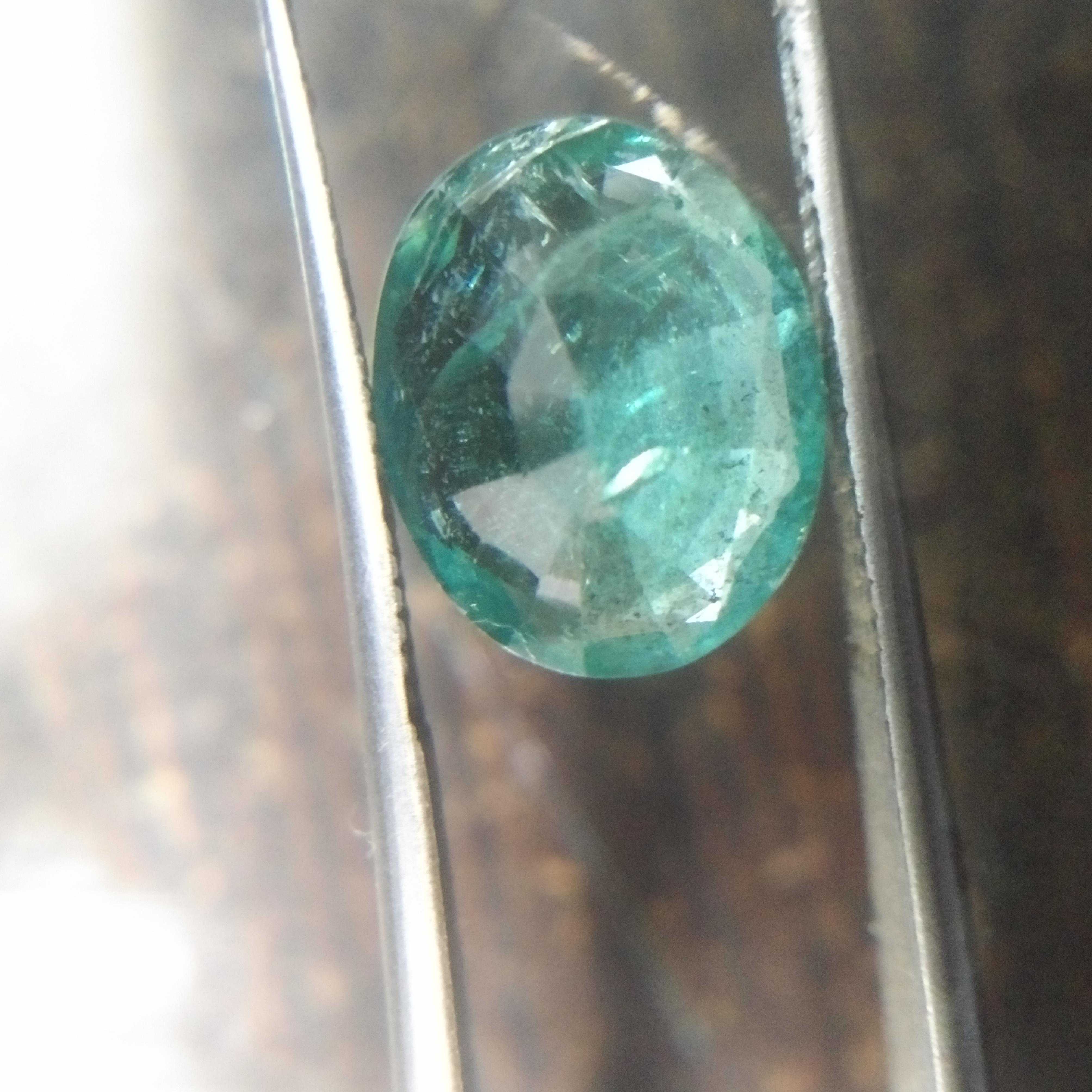 2.95ct bluish green oval Zambian emerald