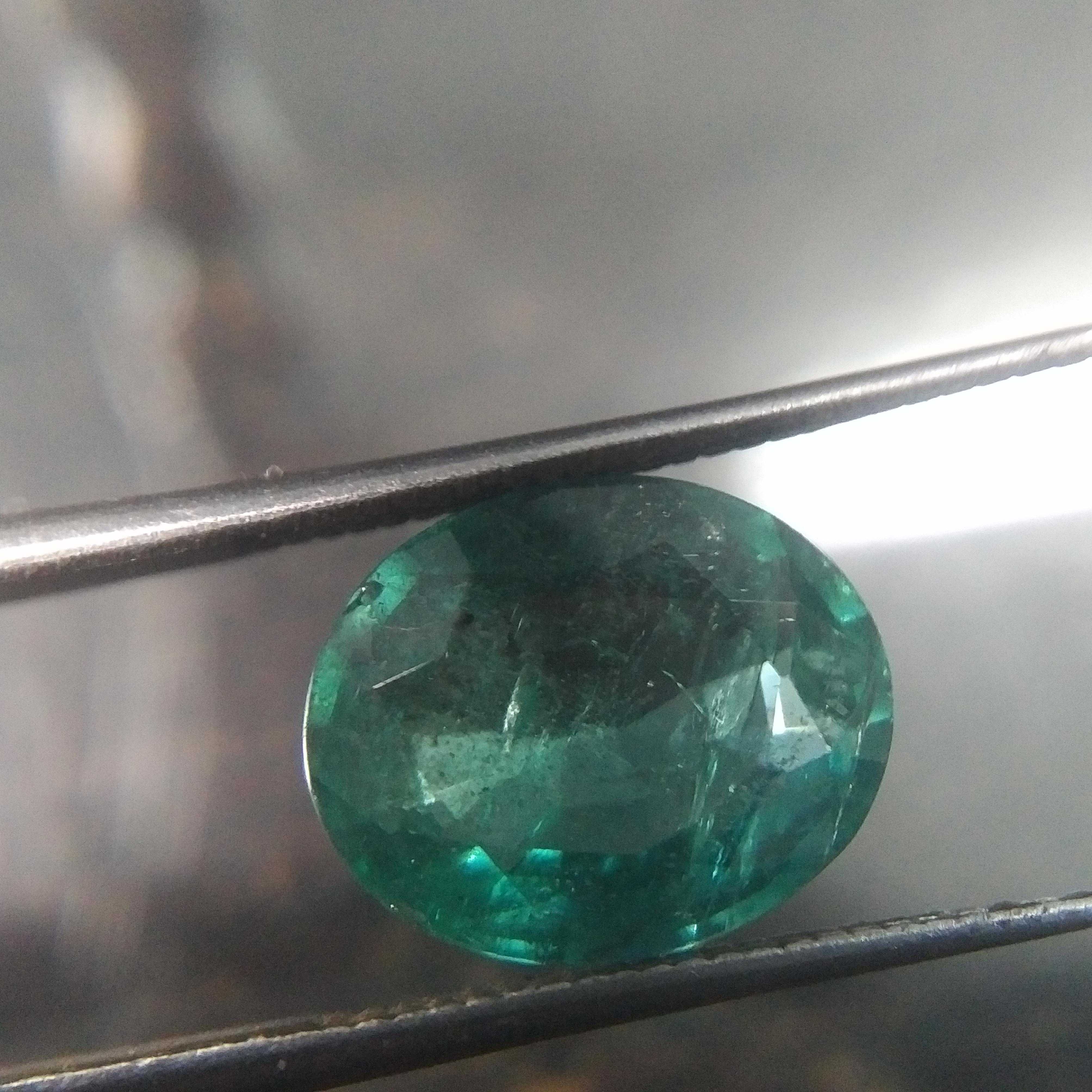 2.95ct bluish green oval Zambian emerald