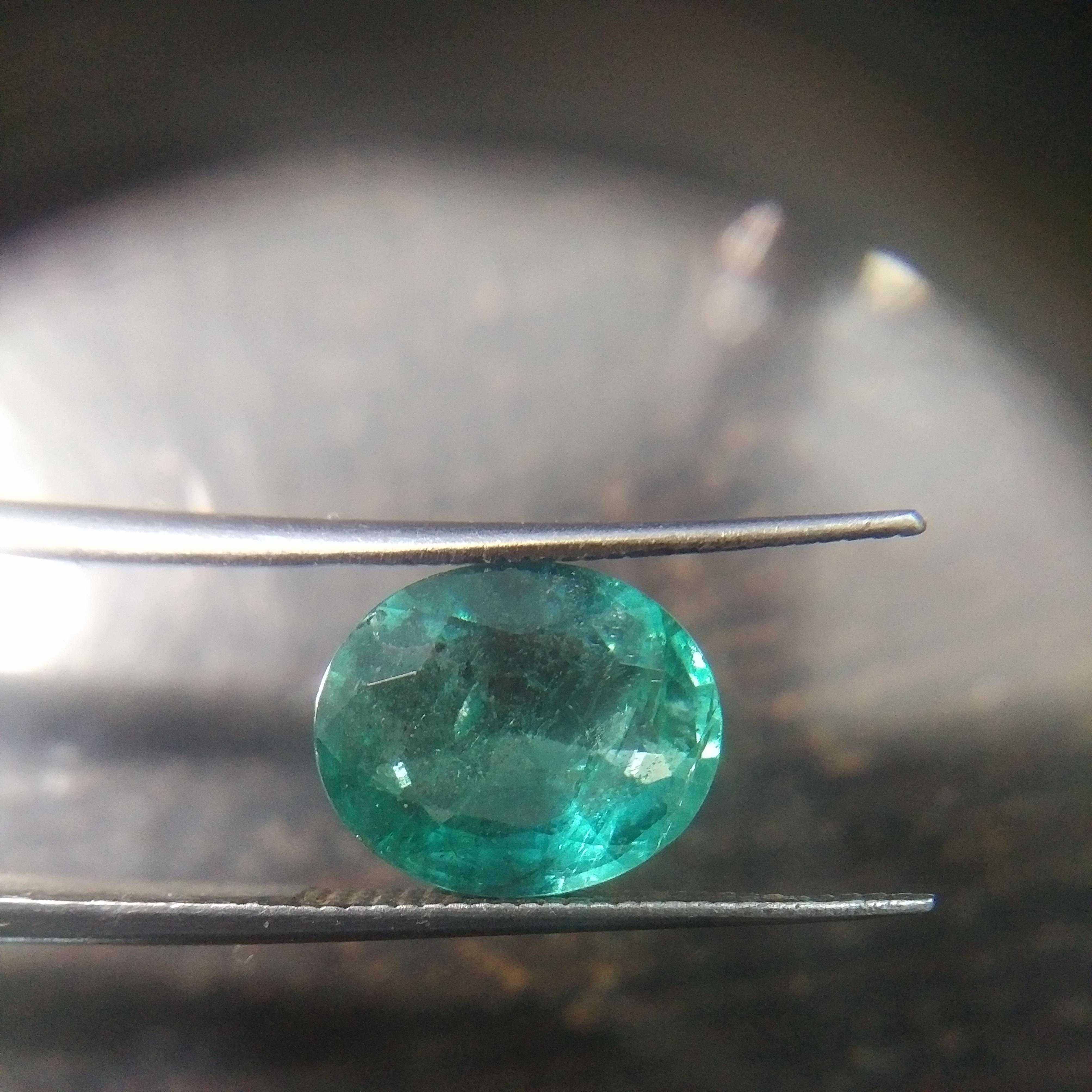 2.95ct bluish green oval Zambian emerald