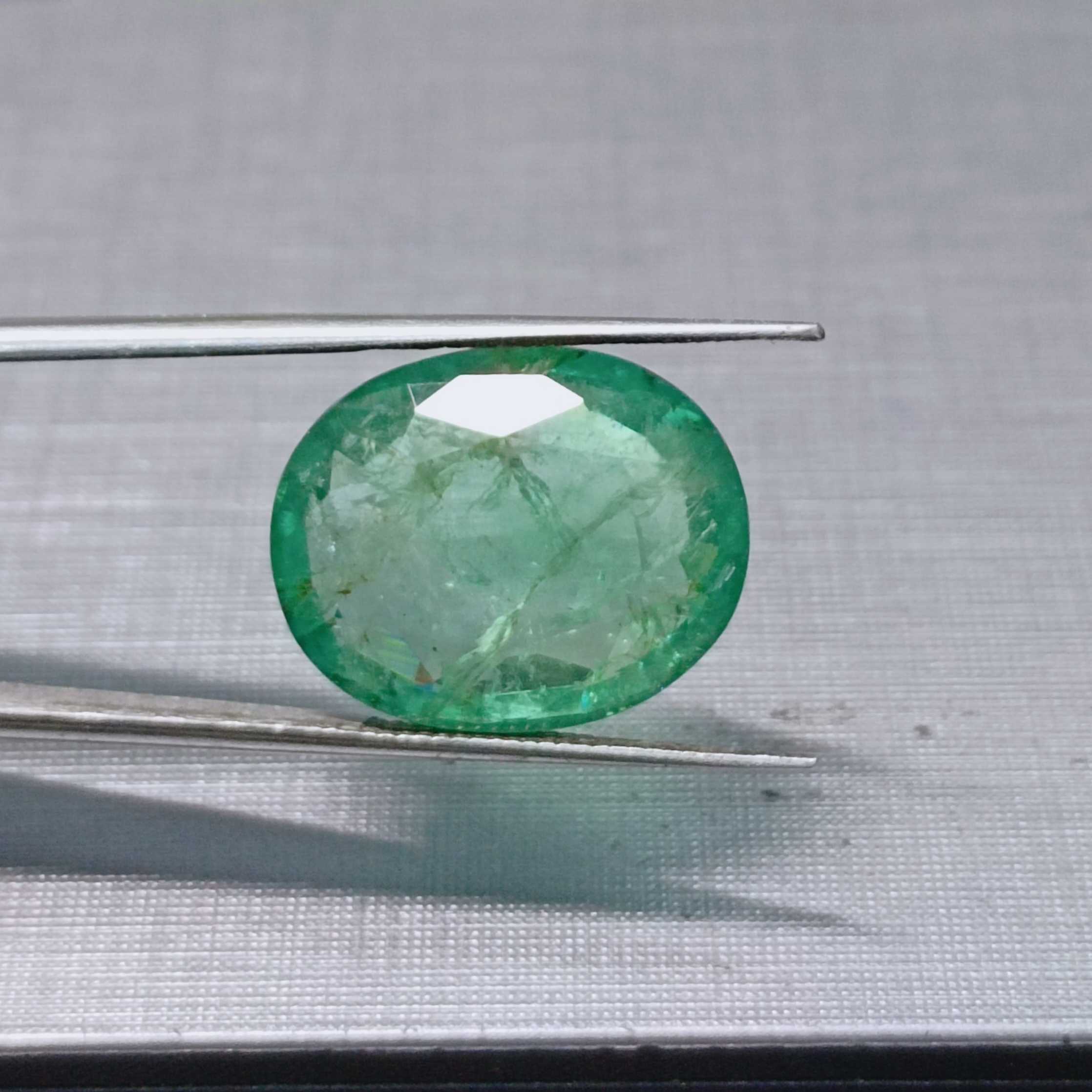 13.3ct medium light green Zambian oval cut emerald /