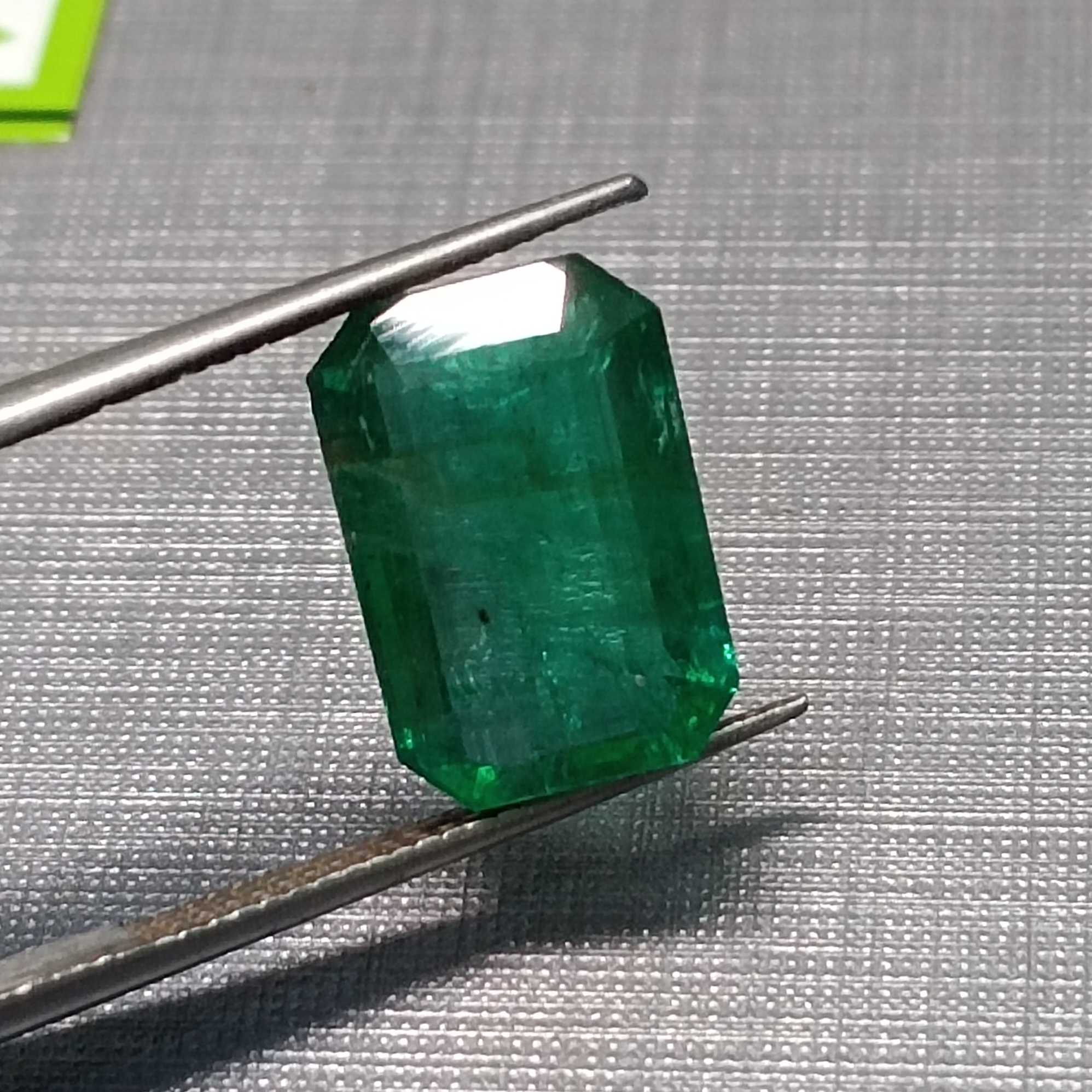 3.96ct Velvet Green Octagon Step Cut Zambian Emerald 
