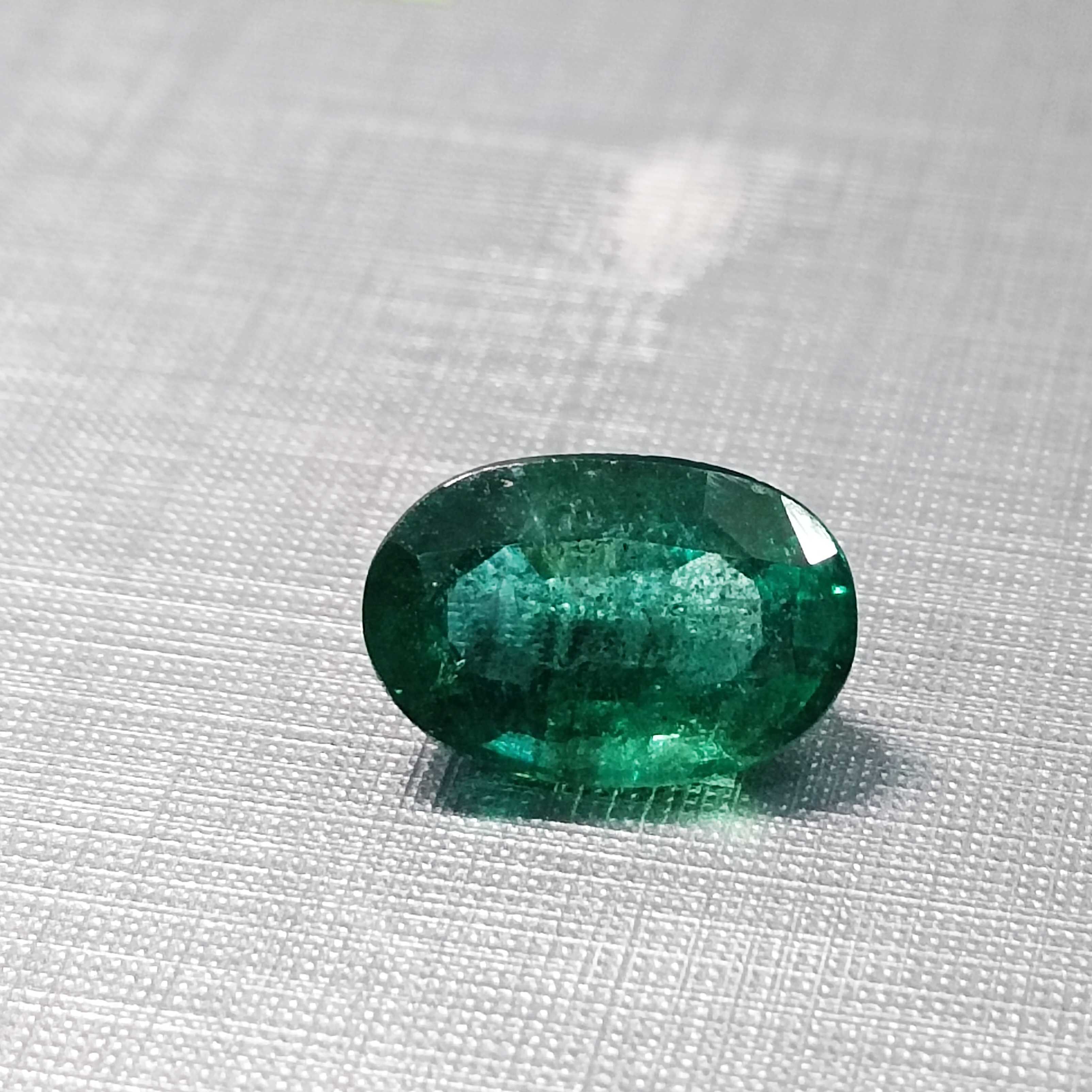 3.34ct crystal dark green oval shape Zambian emerald 