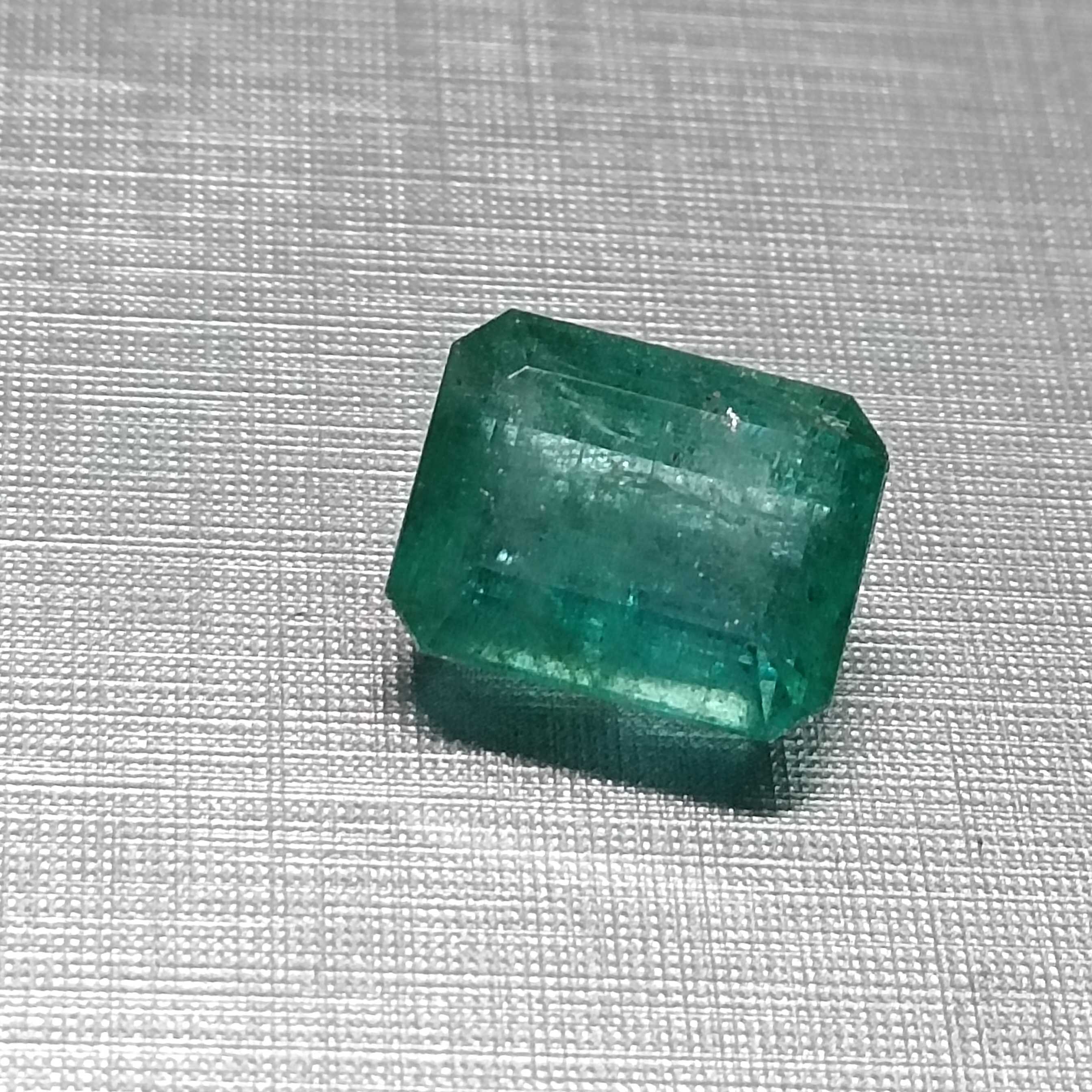 8.40ct bluish green octagon cut Zambian emerald/