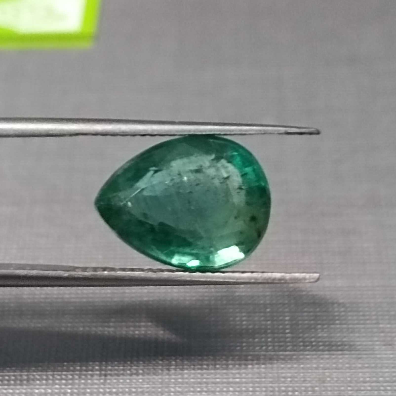 4.18ct medium bluish green pear shape emerald 