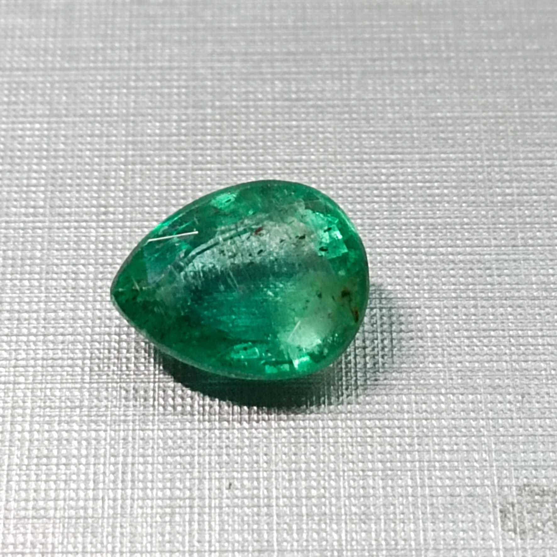 4.18ct medium bluish green pear shape emerald 