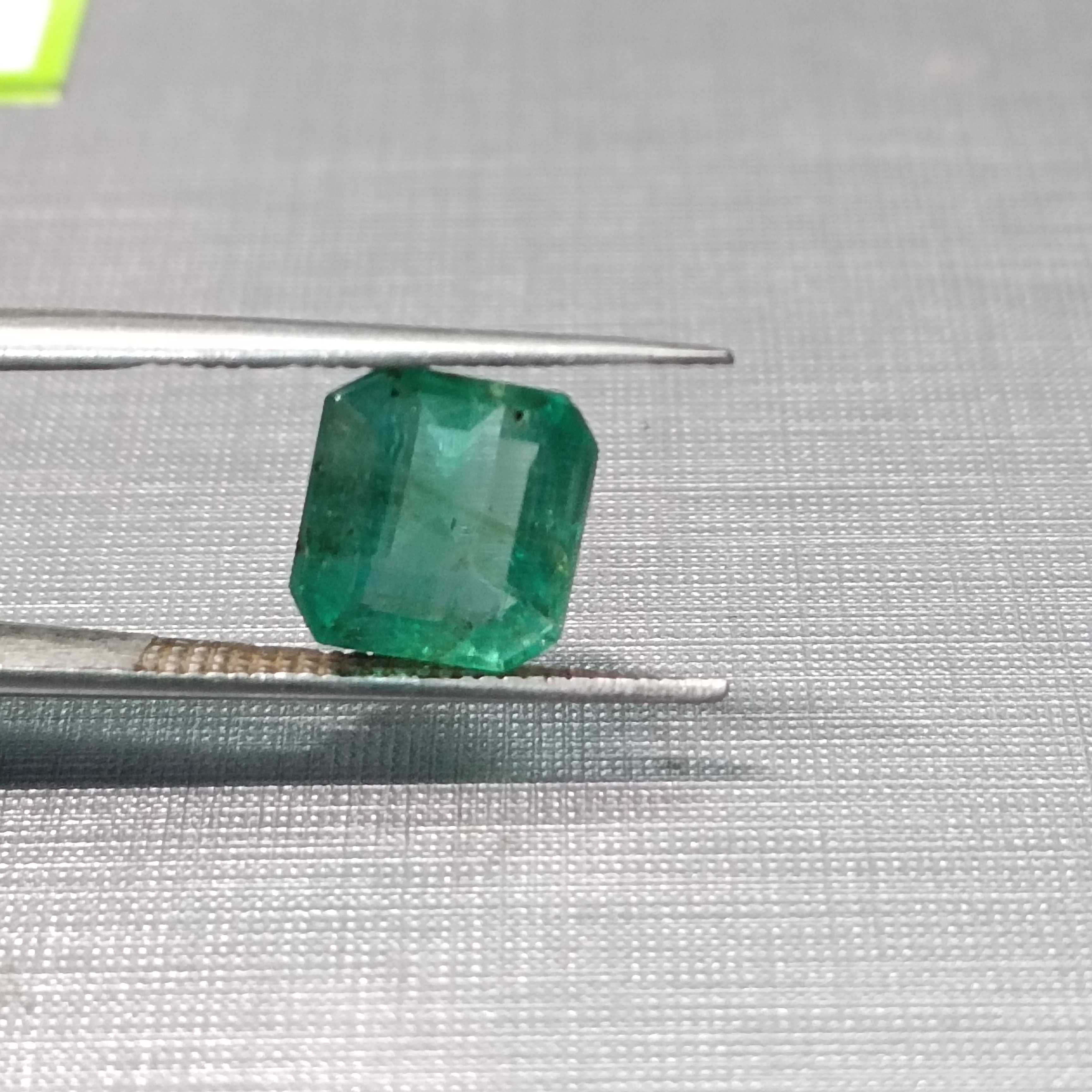 2.62ct medium green octagon step cut emerald