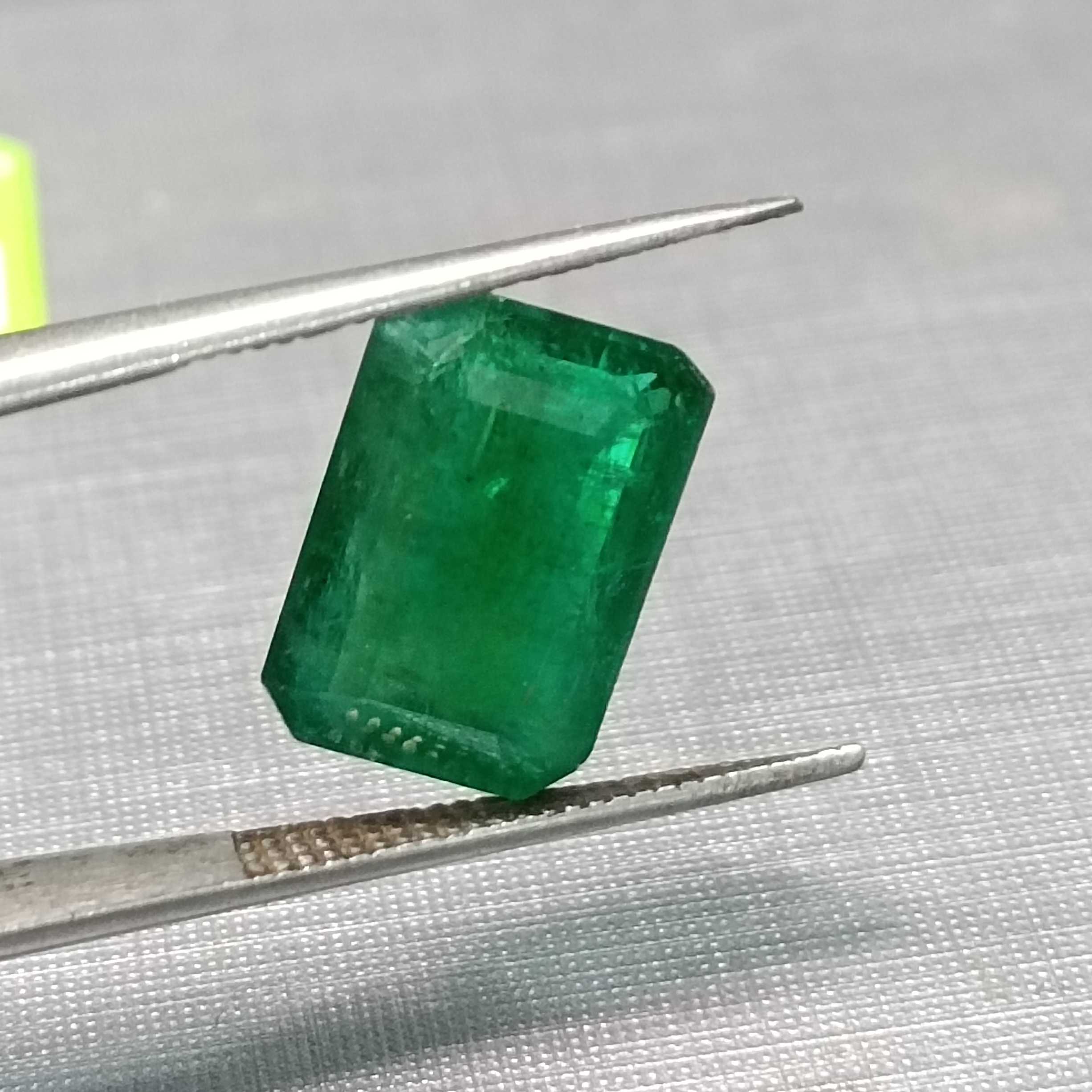 4.77ct Deep Velvet Green Octagon Cut Zambian Emerald