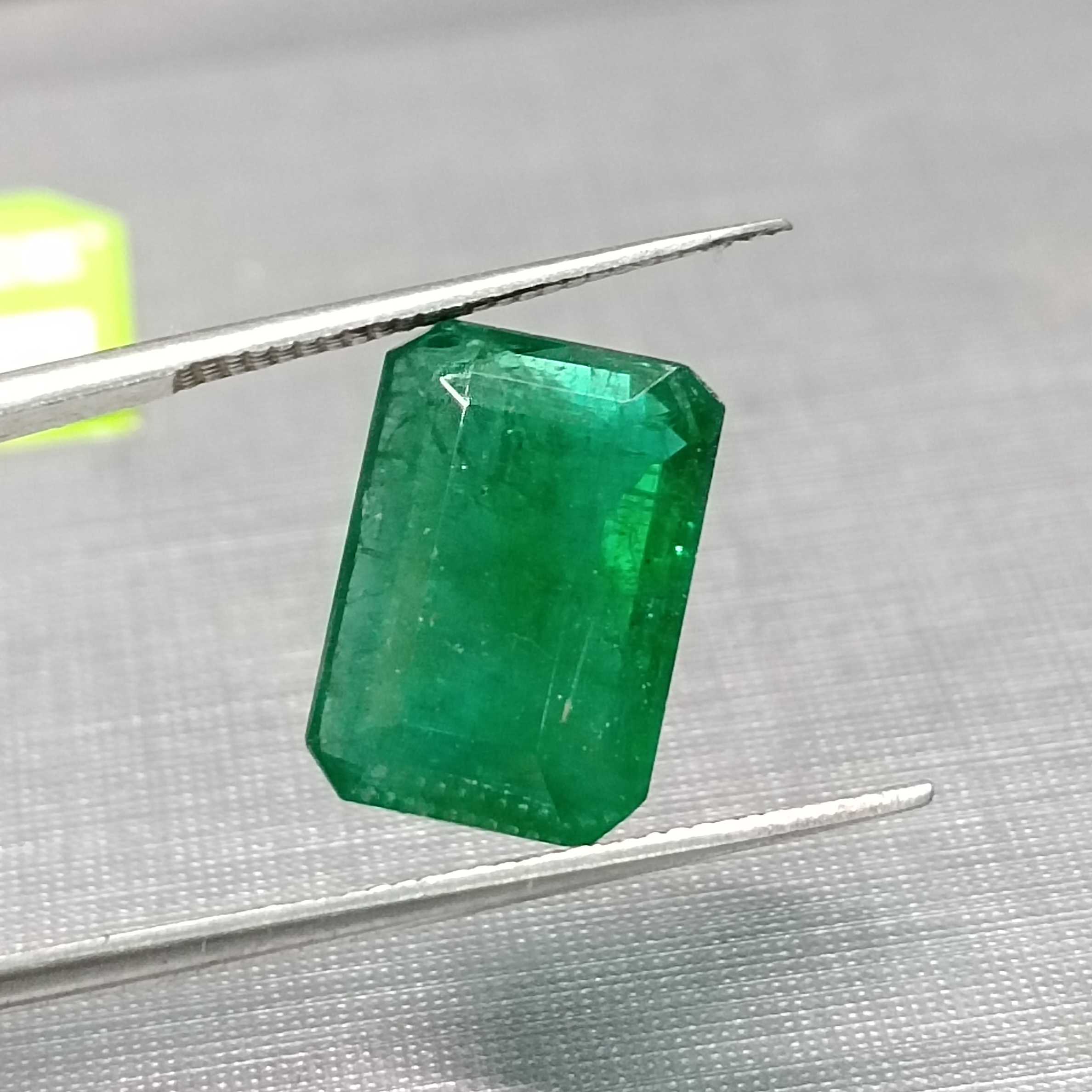 4.77ct Deep Velvet Green Octagon Cut Zambian Emerald