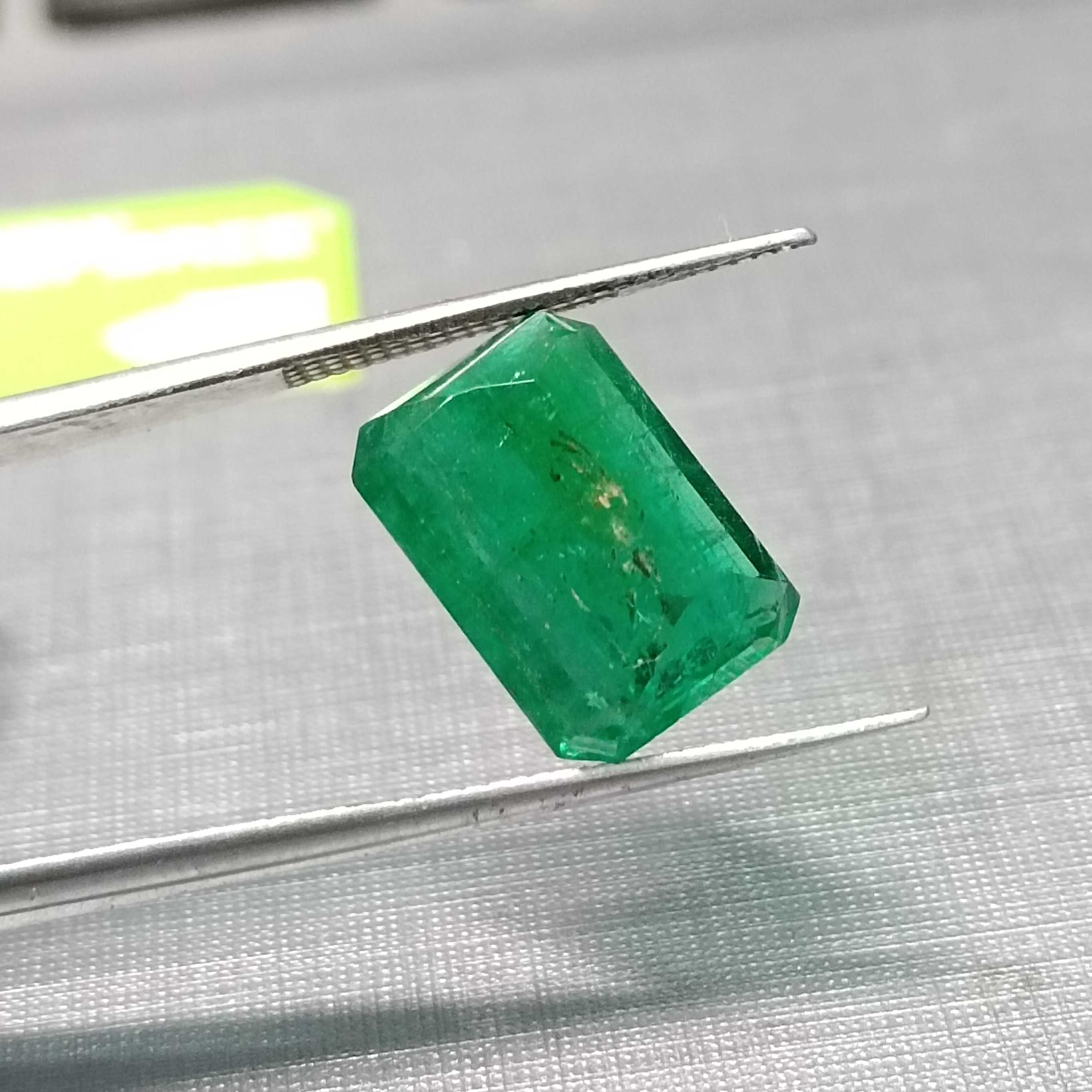 4.77ct Deep Velvet Green Octagon Cut Zambian Emerald