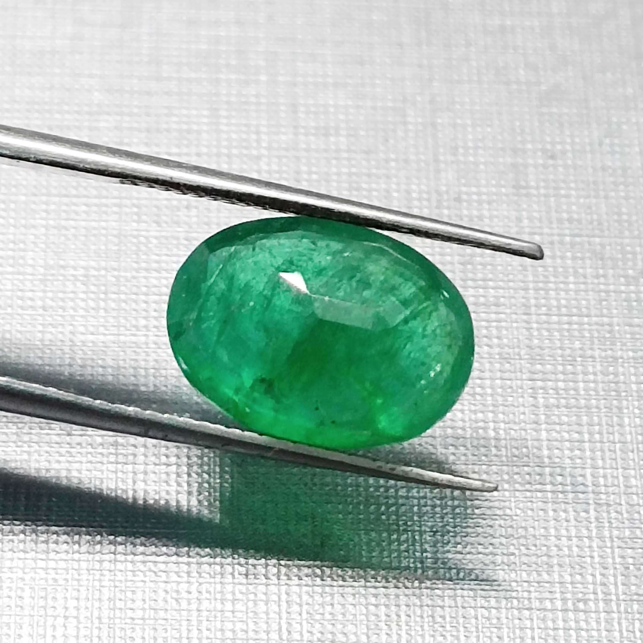 3.55ct deep medium spring green oval shape Zambian emerald 