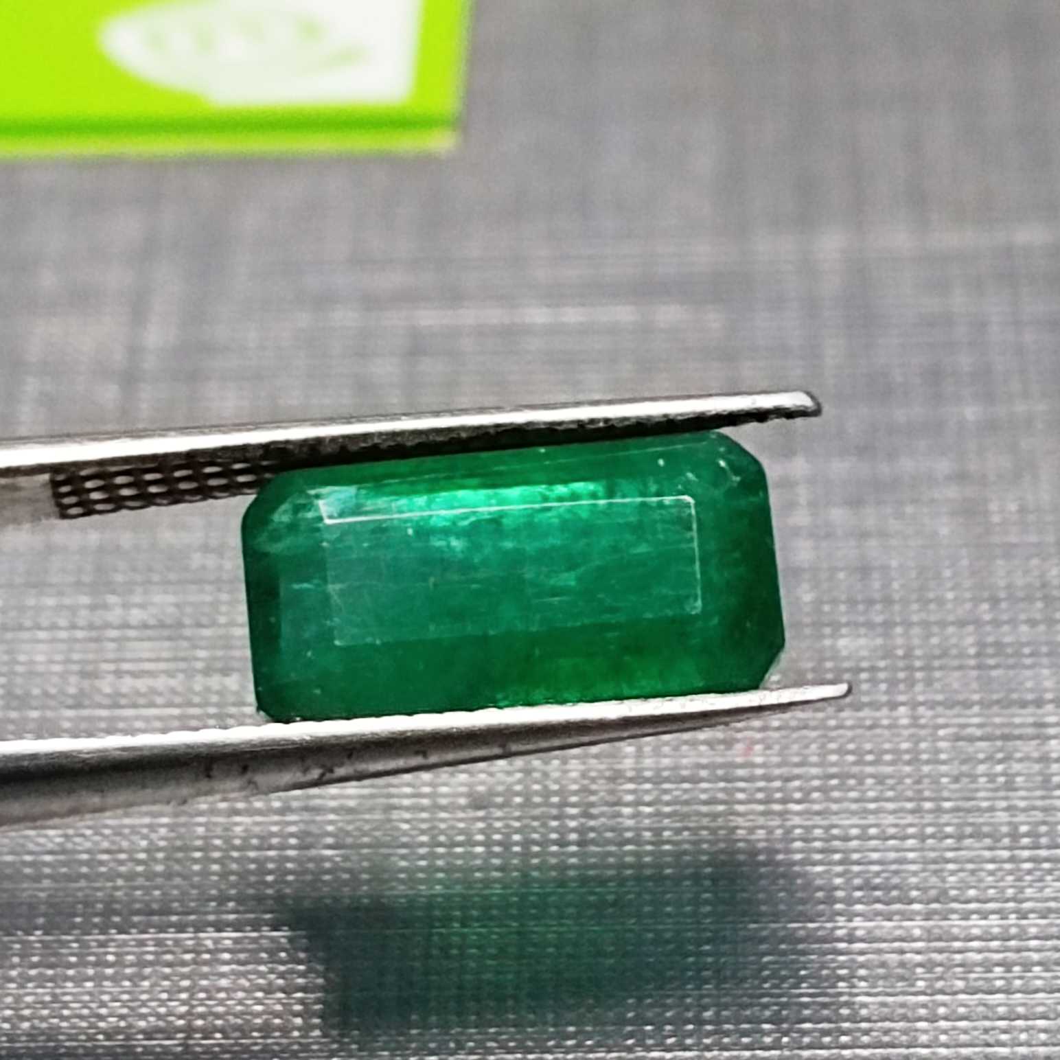 3.02ct royal deep green octagon cut Zambian emerald 