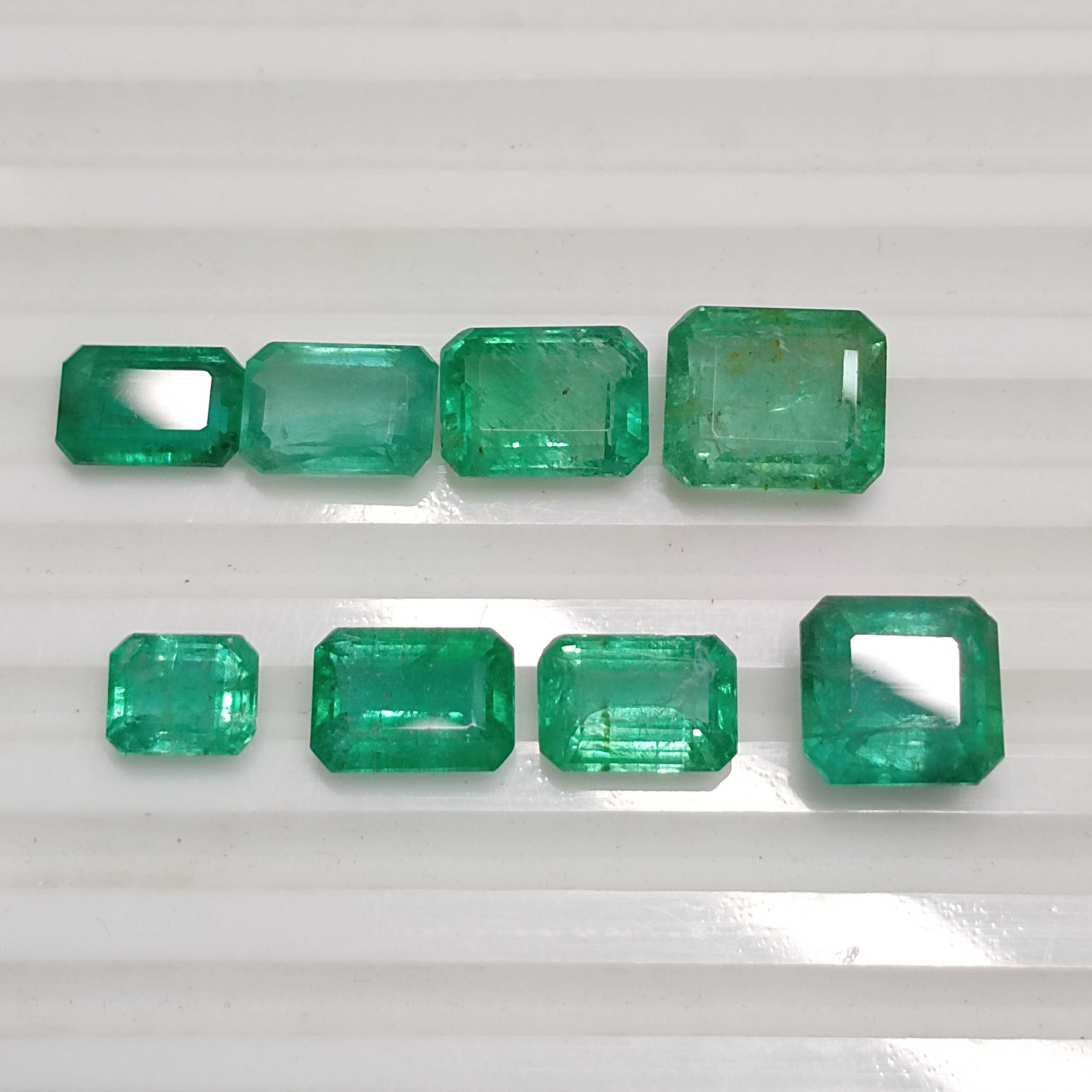 19.50ct 8pcs octagon lively green Ethiopian emerald parcel