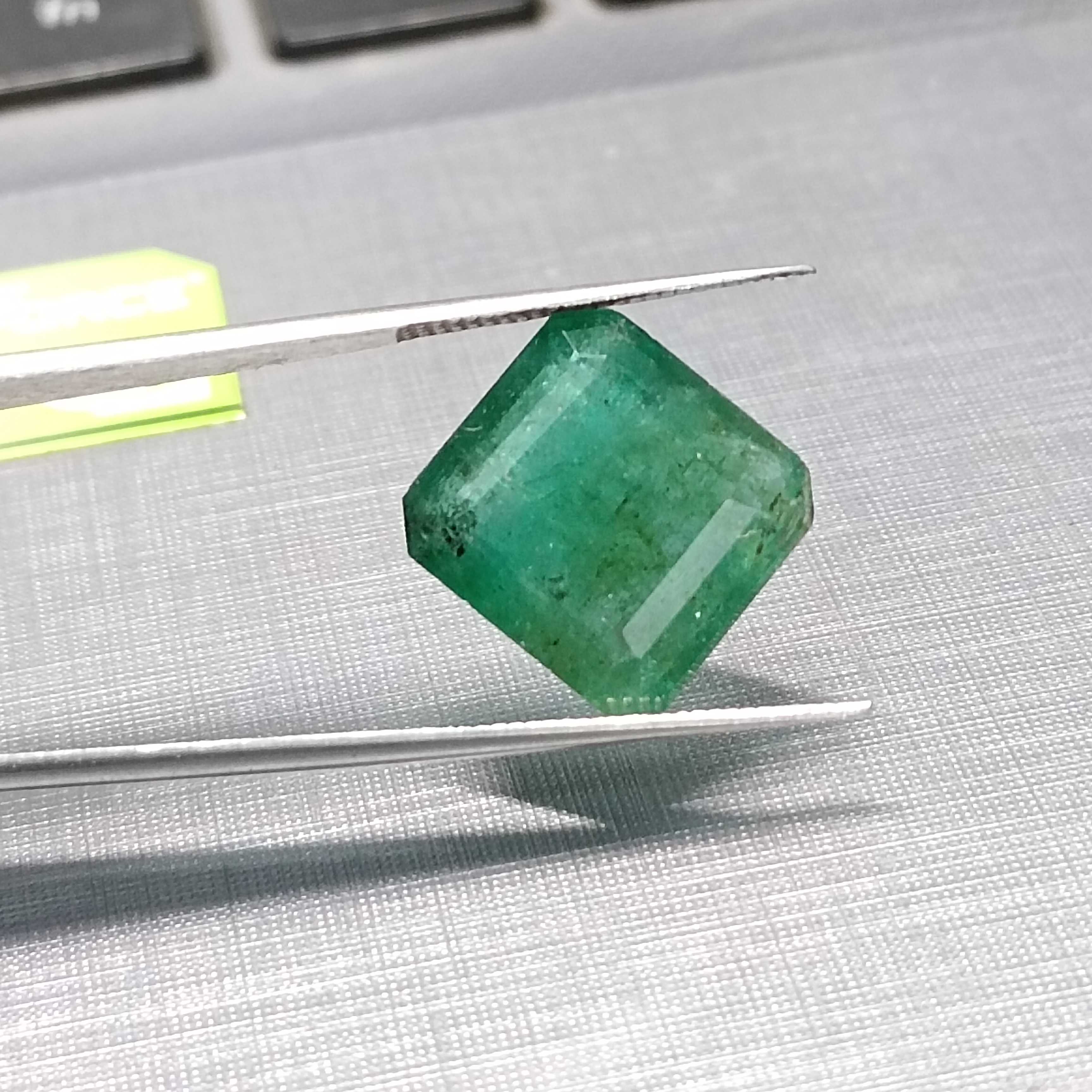 9.04ct forest green octagon step cut Zambian emerald