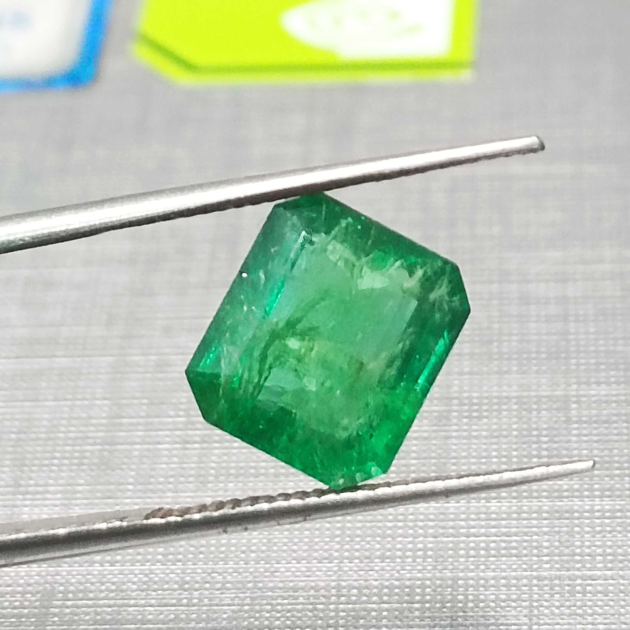 3.11ct Pakistan Green Octagon Step Cut Emerald