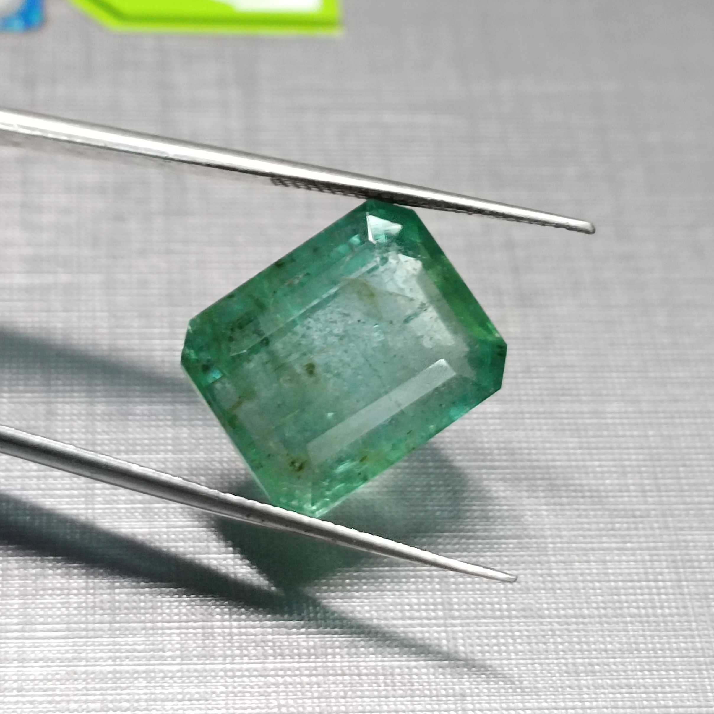 9.96ct pastel green octagon Zambian emerald
