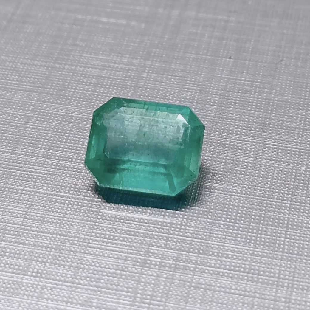 4.58ct pastel green octagon step cut Zambian emerald/