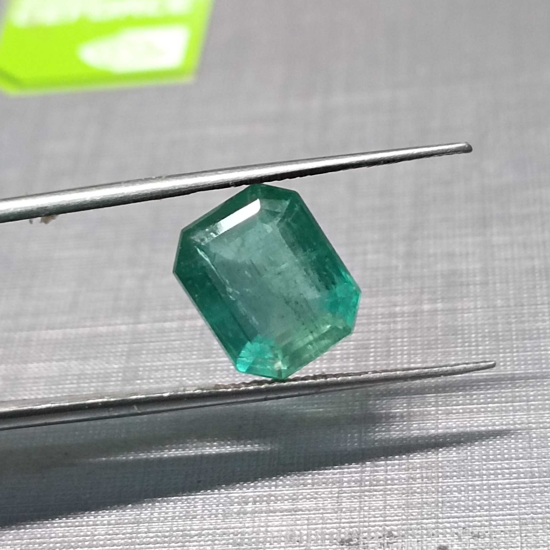 4.58ct pastel green octagon step cut Zambian emerald