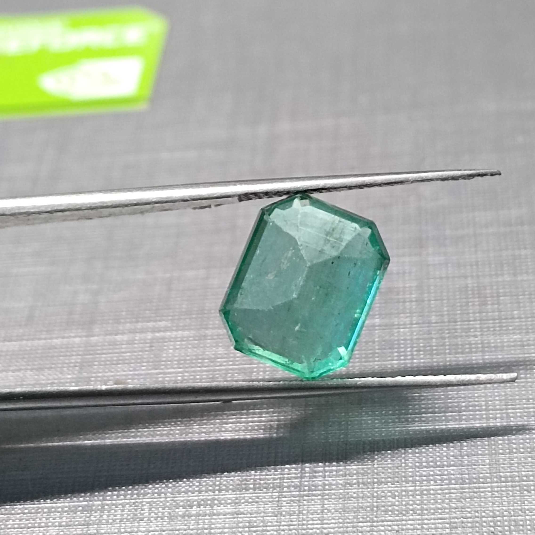 4.58ct pastel green octagon step cut Zambian emerald