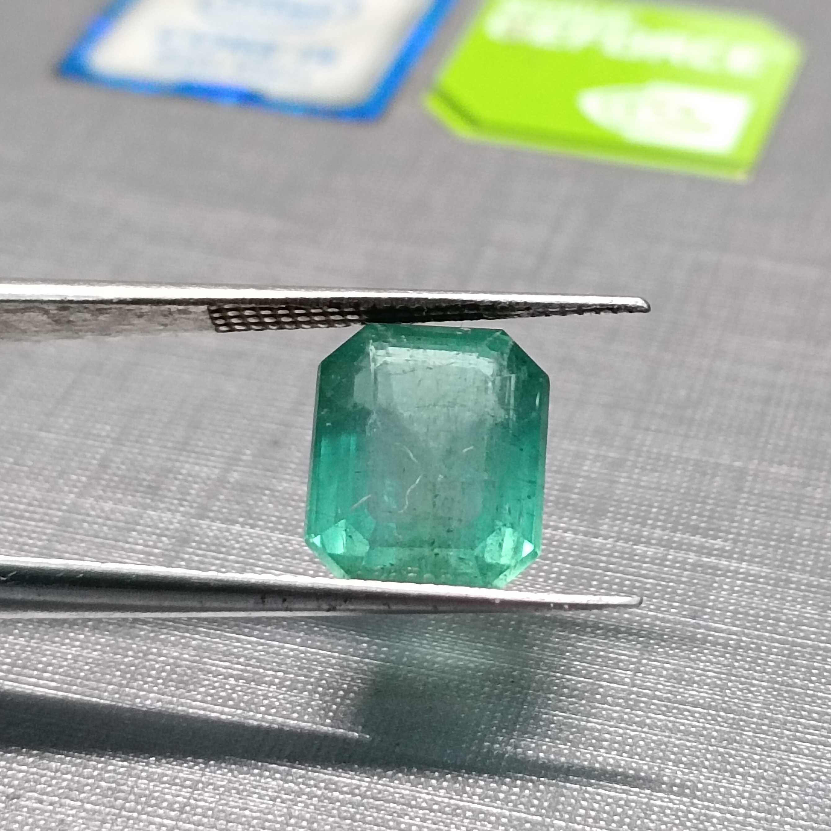 4.58ct pastel green octagon step cut Zambian emerald