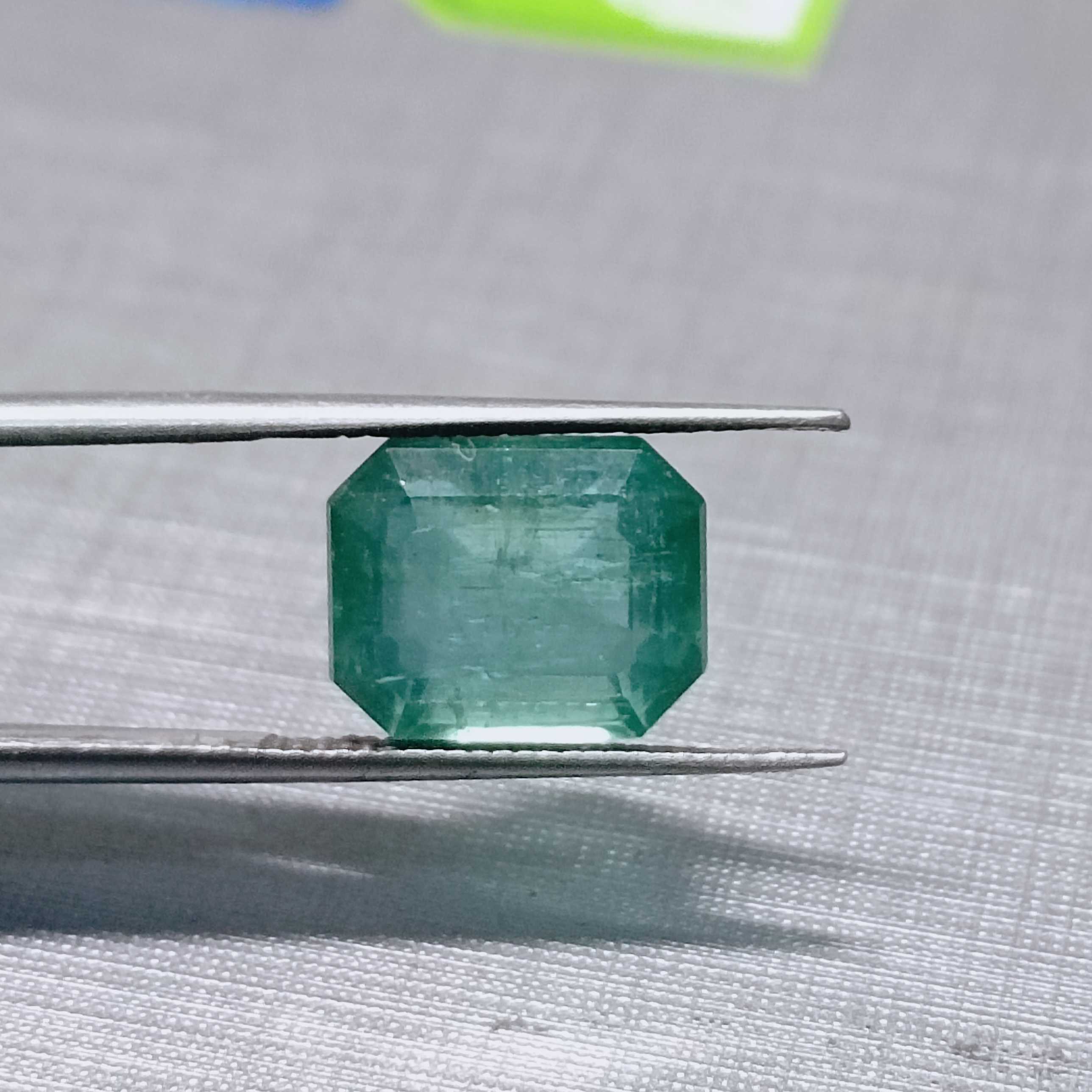 4.58ct pastel green octagon step cut Zambian emerald