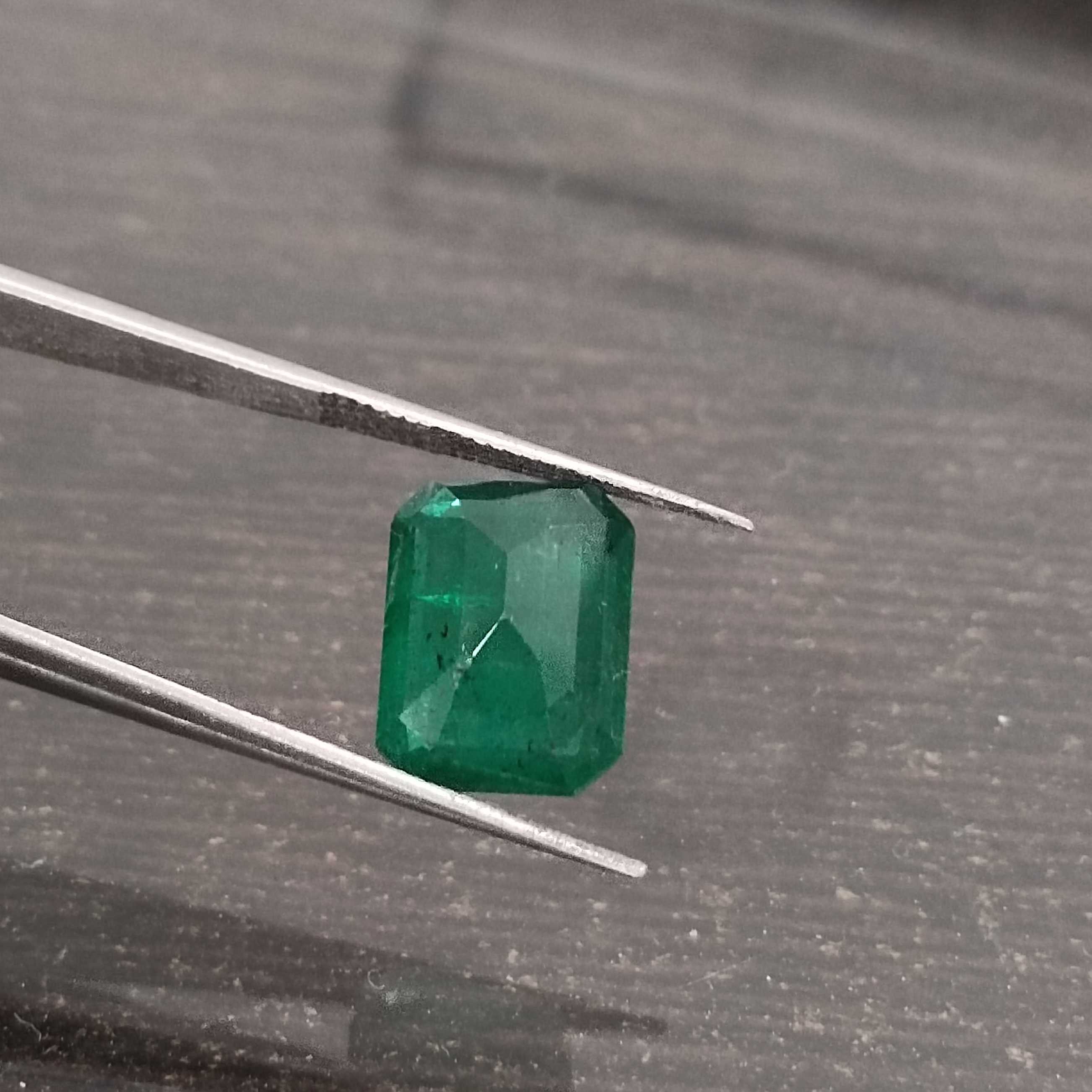 3.85ct Deep Green Rectangular Shape Zambian Emerald 