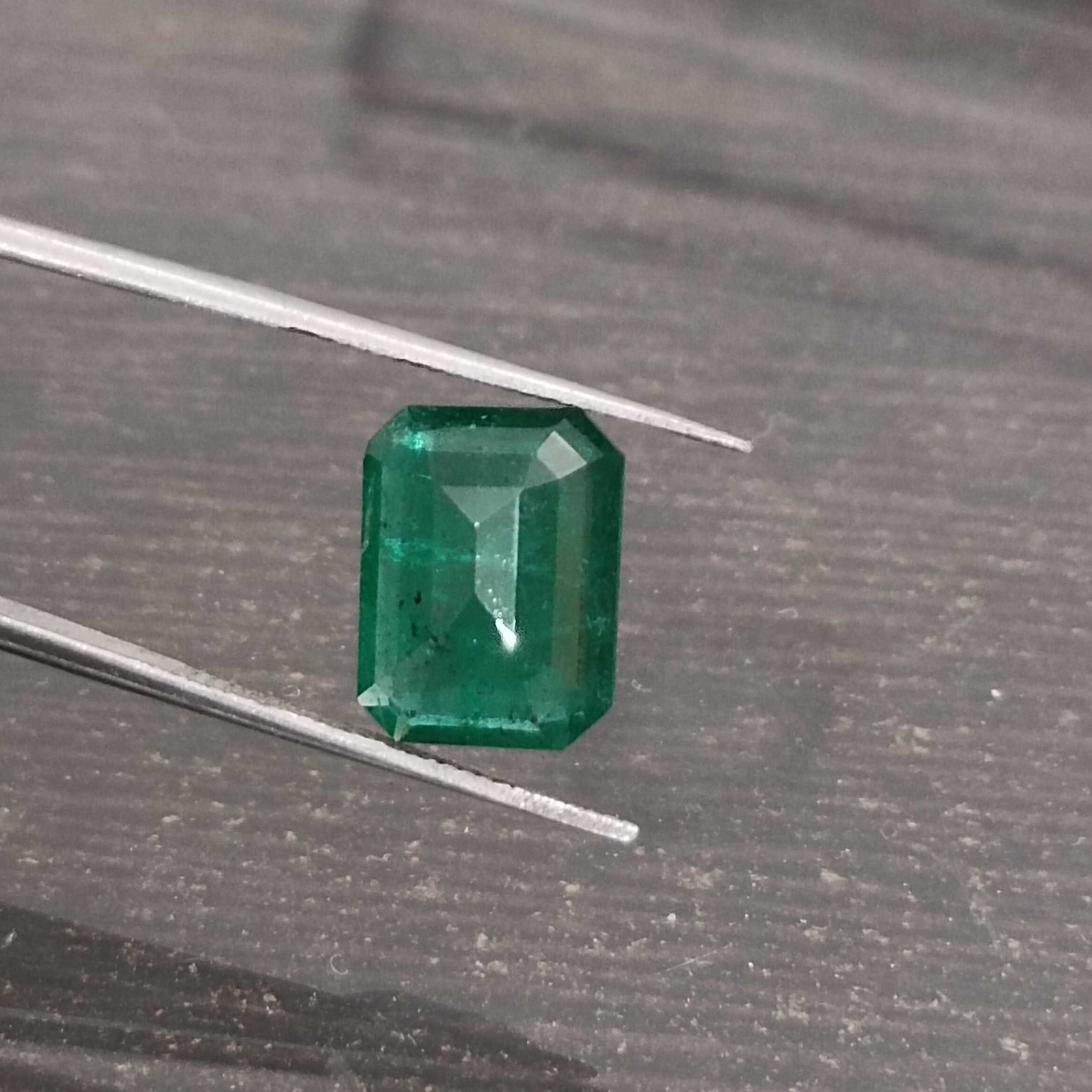 3.85ct Deep Green Rectangular Shape Zambian Emerald 