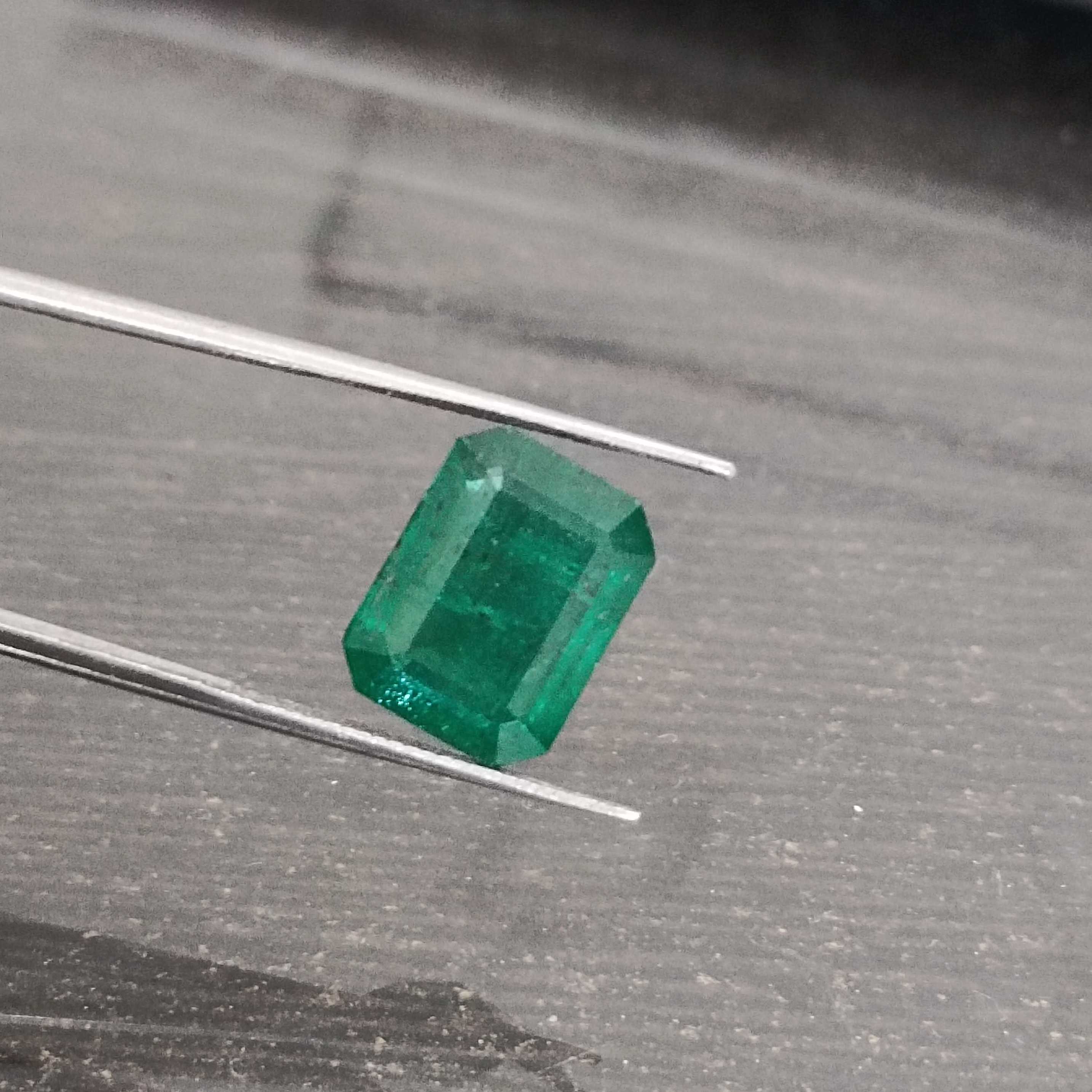 3.85ct Deep Green Rectangular Shape Zambian Emerald 