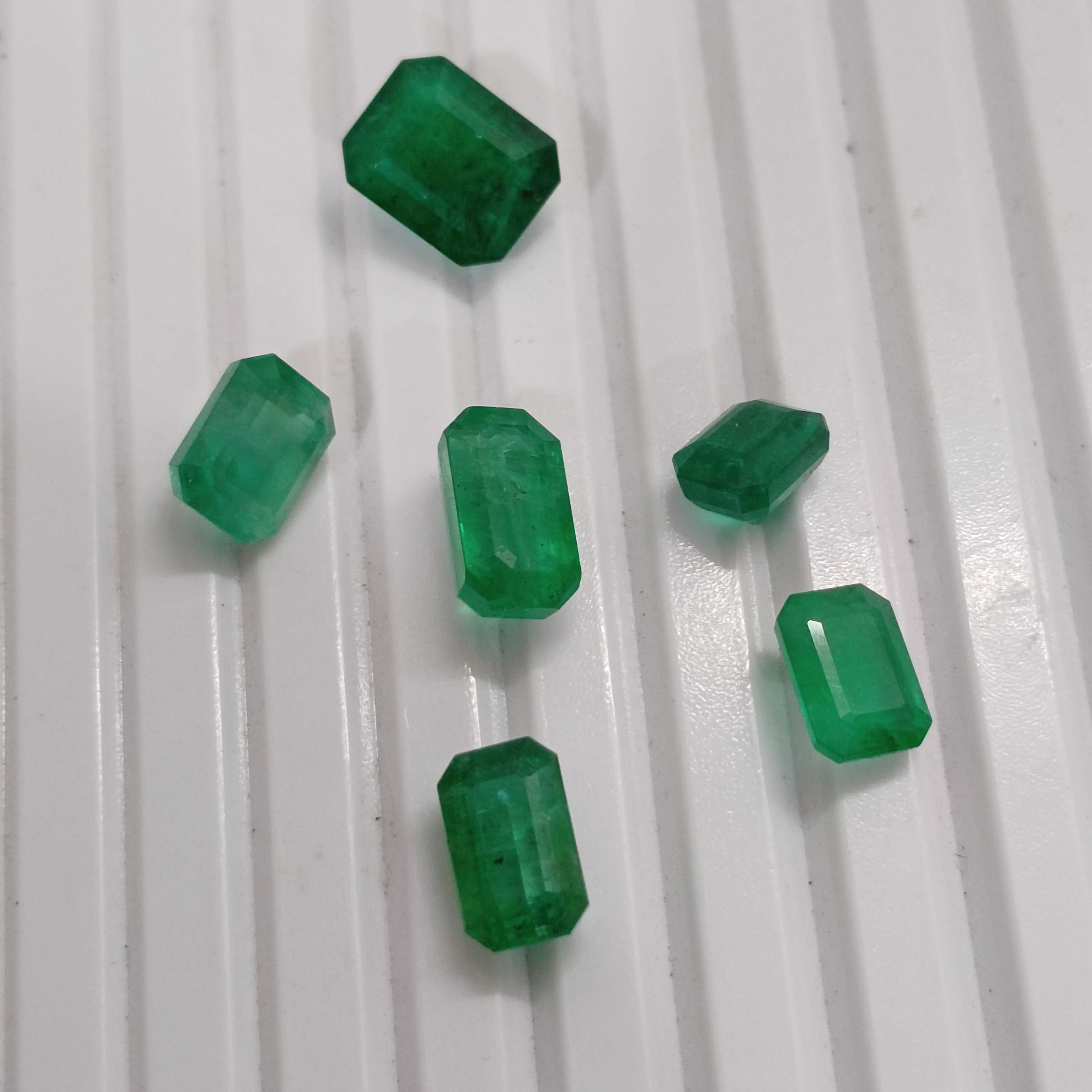 12.03ct 6pcs octagon cut deep green color emerald parcel