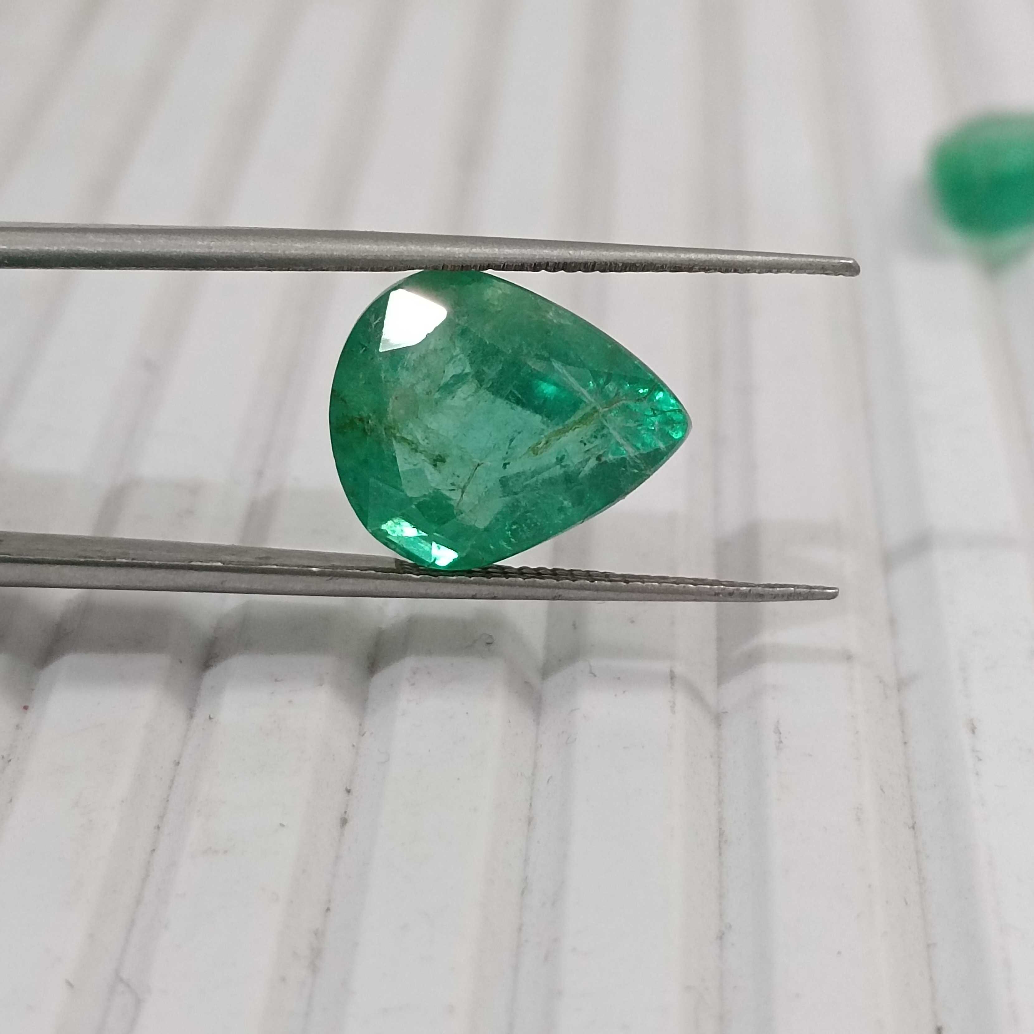 5.56ct Bright Neon Green Pear Shape Colombian Emerald /