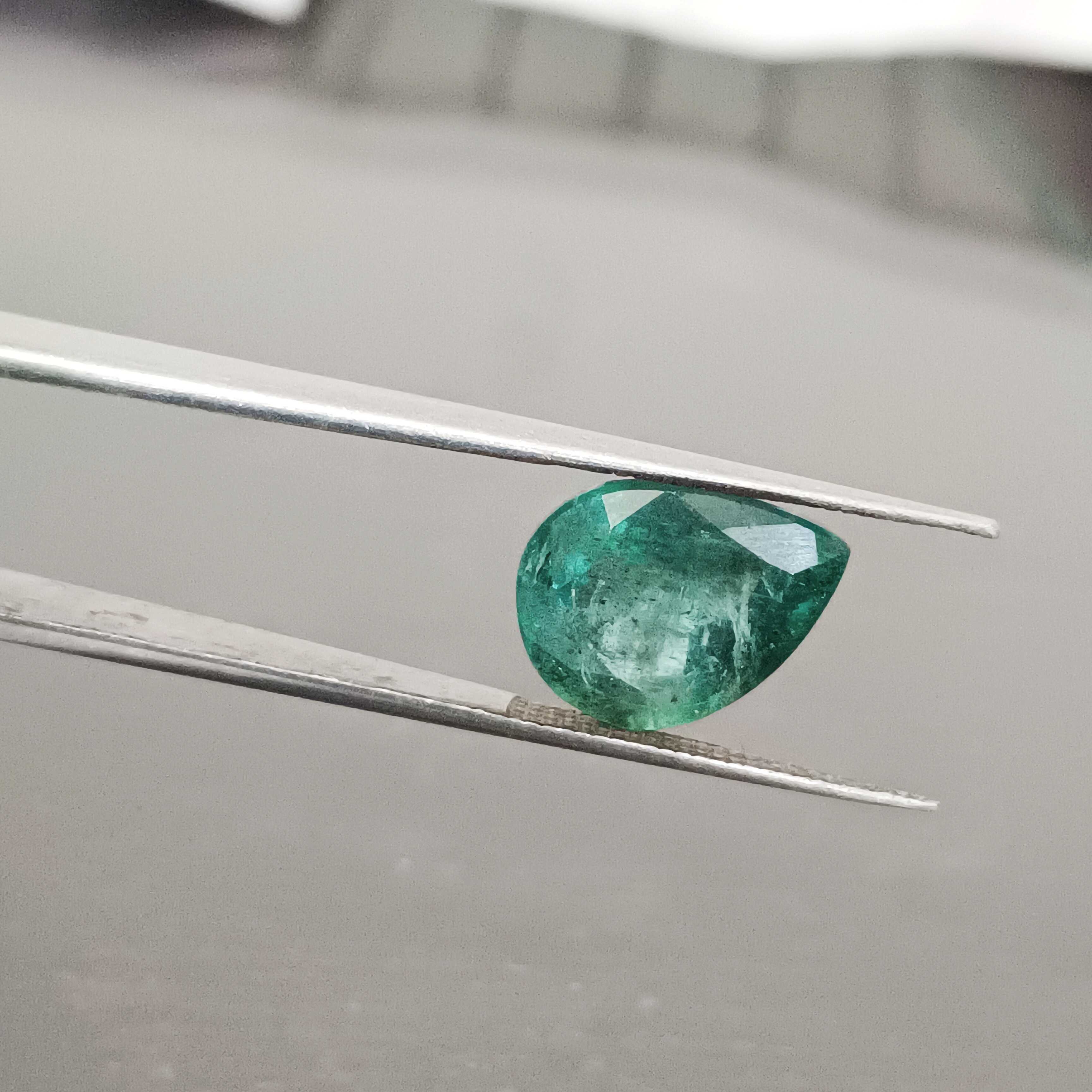 4.63ct deep green pear cut emerald