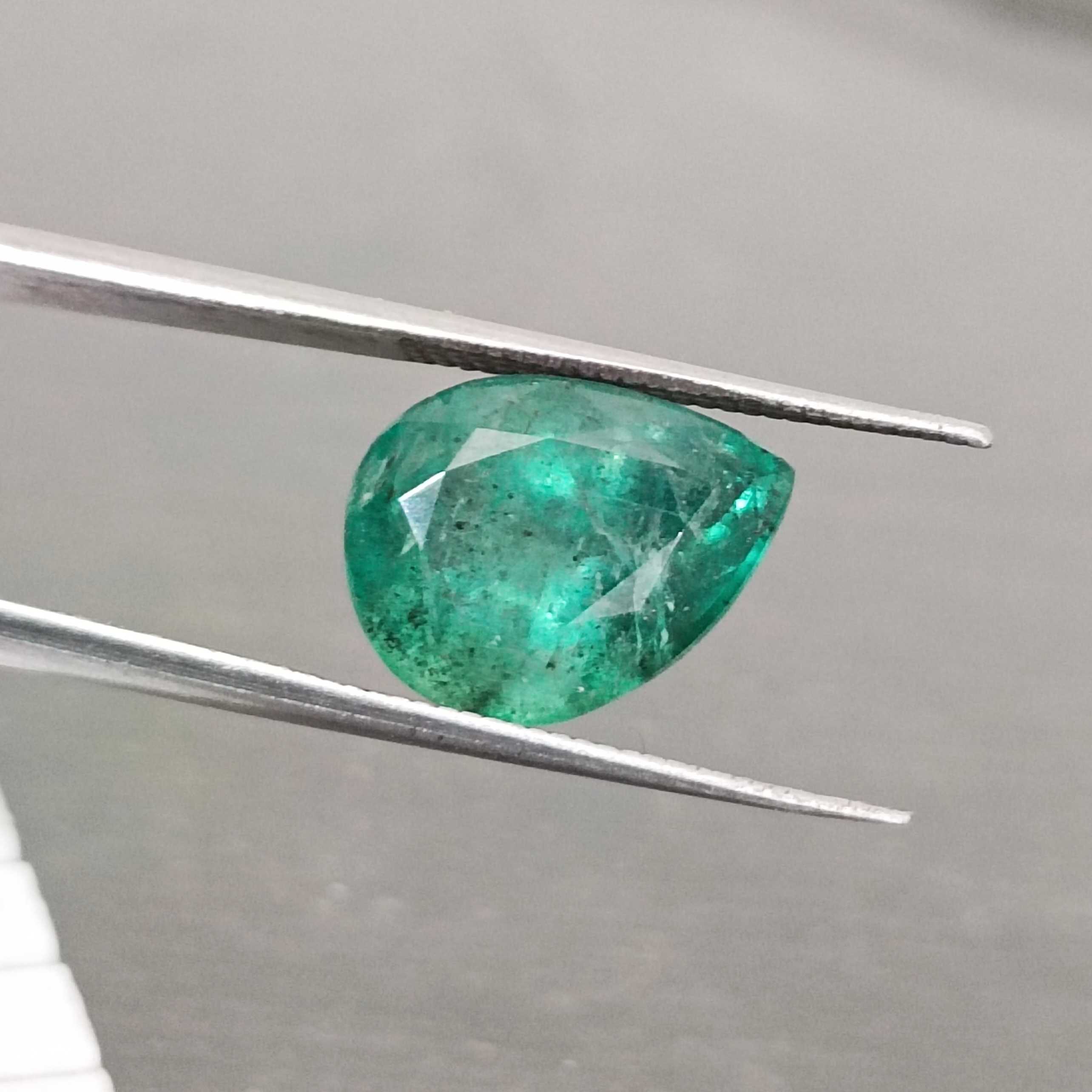 4.63ct deep green pear cut emerald/