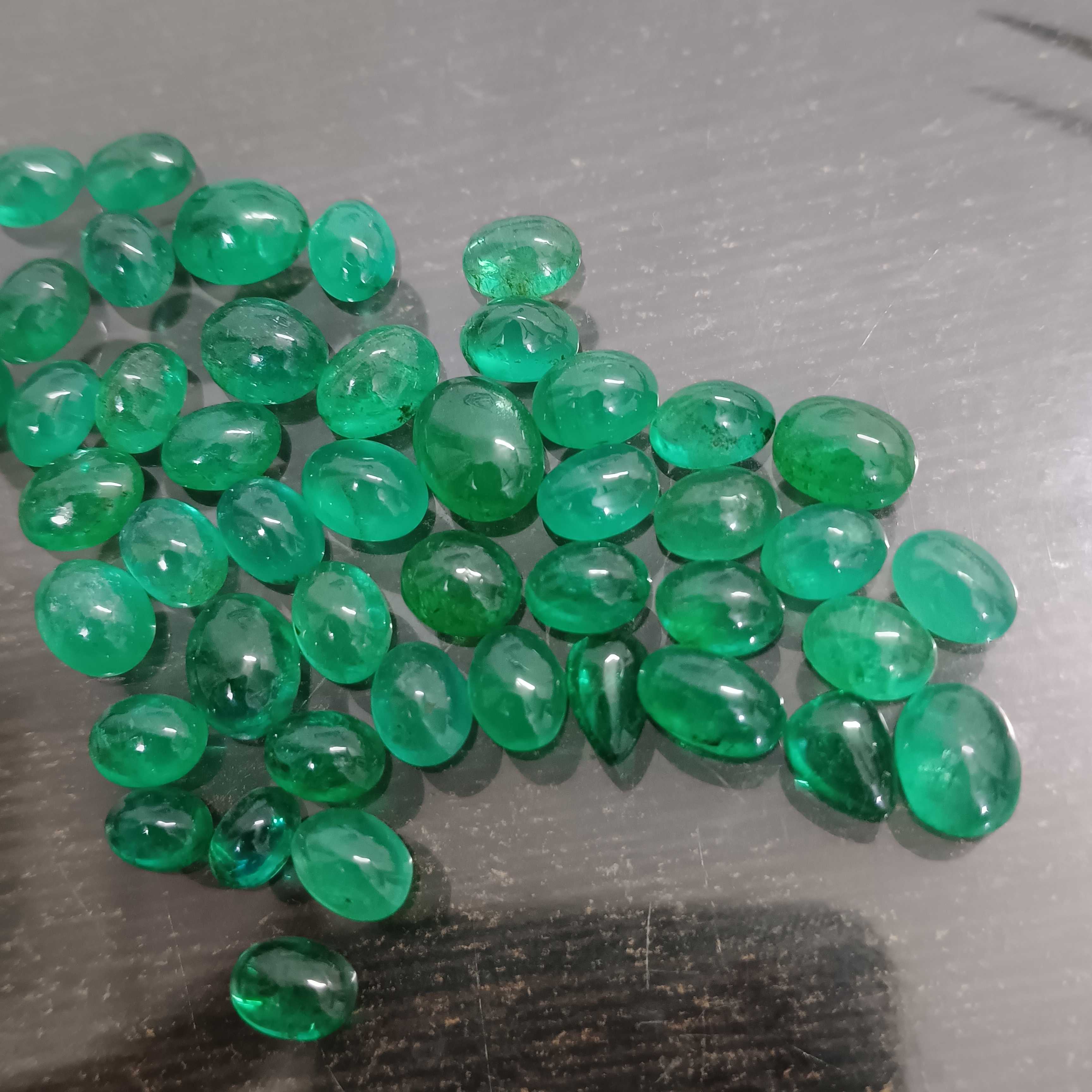 73.5ct medium deep green Zambian emerald cabochons /