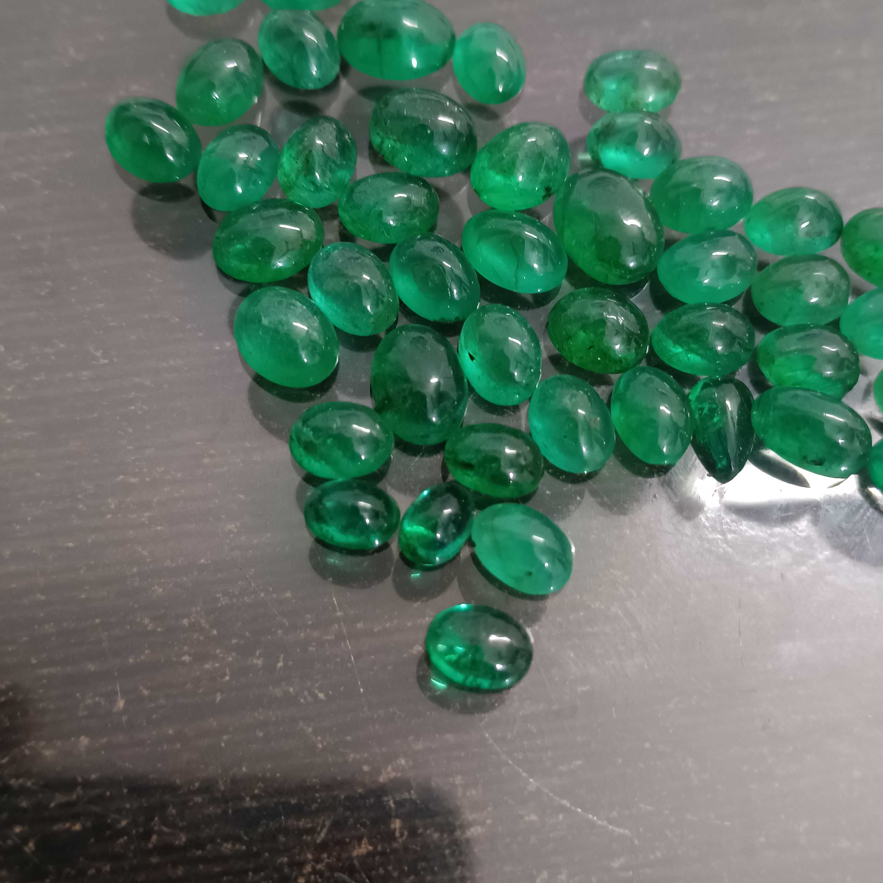 73.5ct medium deep green Zambian emerald cabochons 