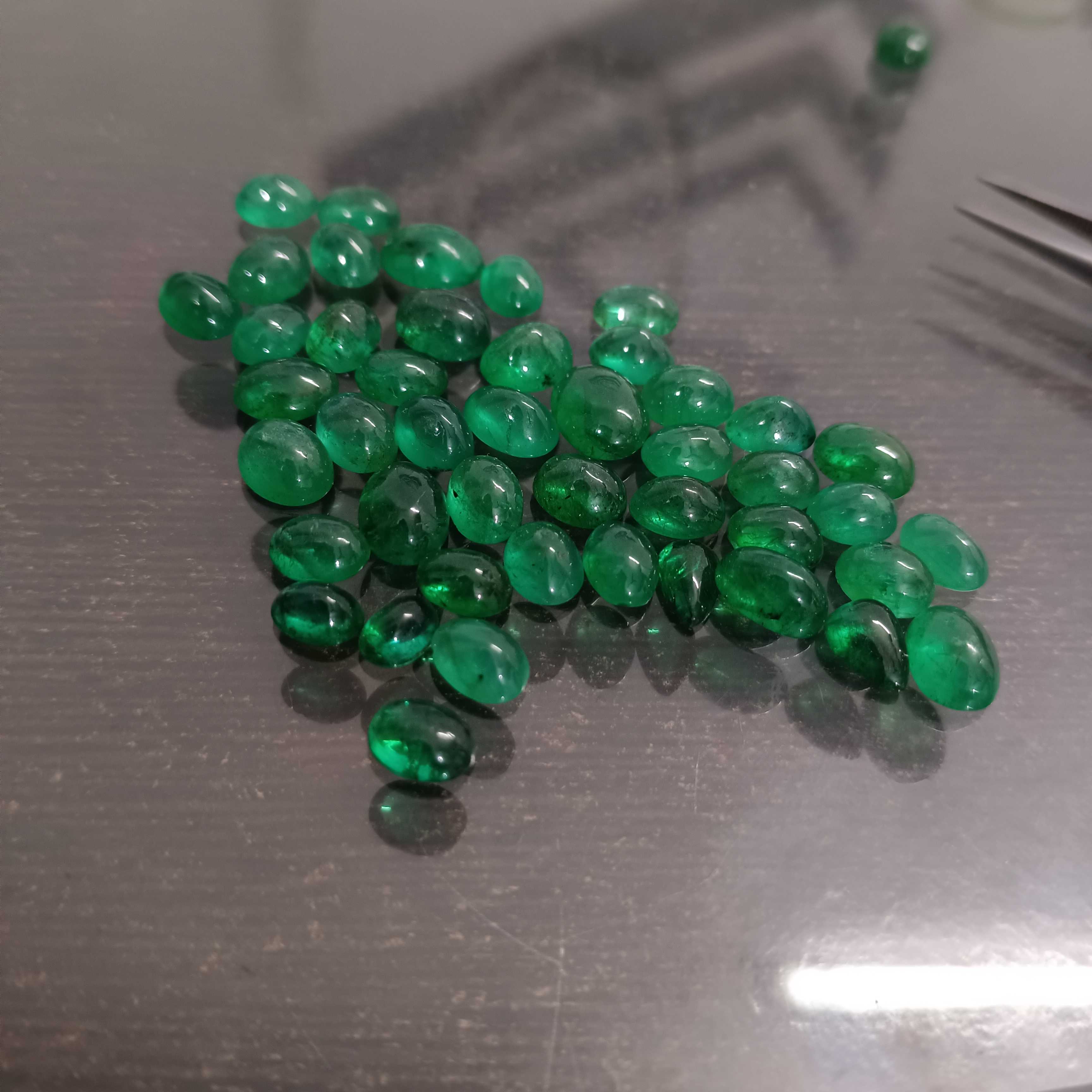 73.5ct medium deep green Zambian emerald cabochons 