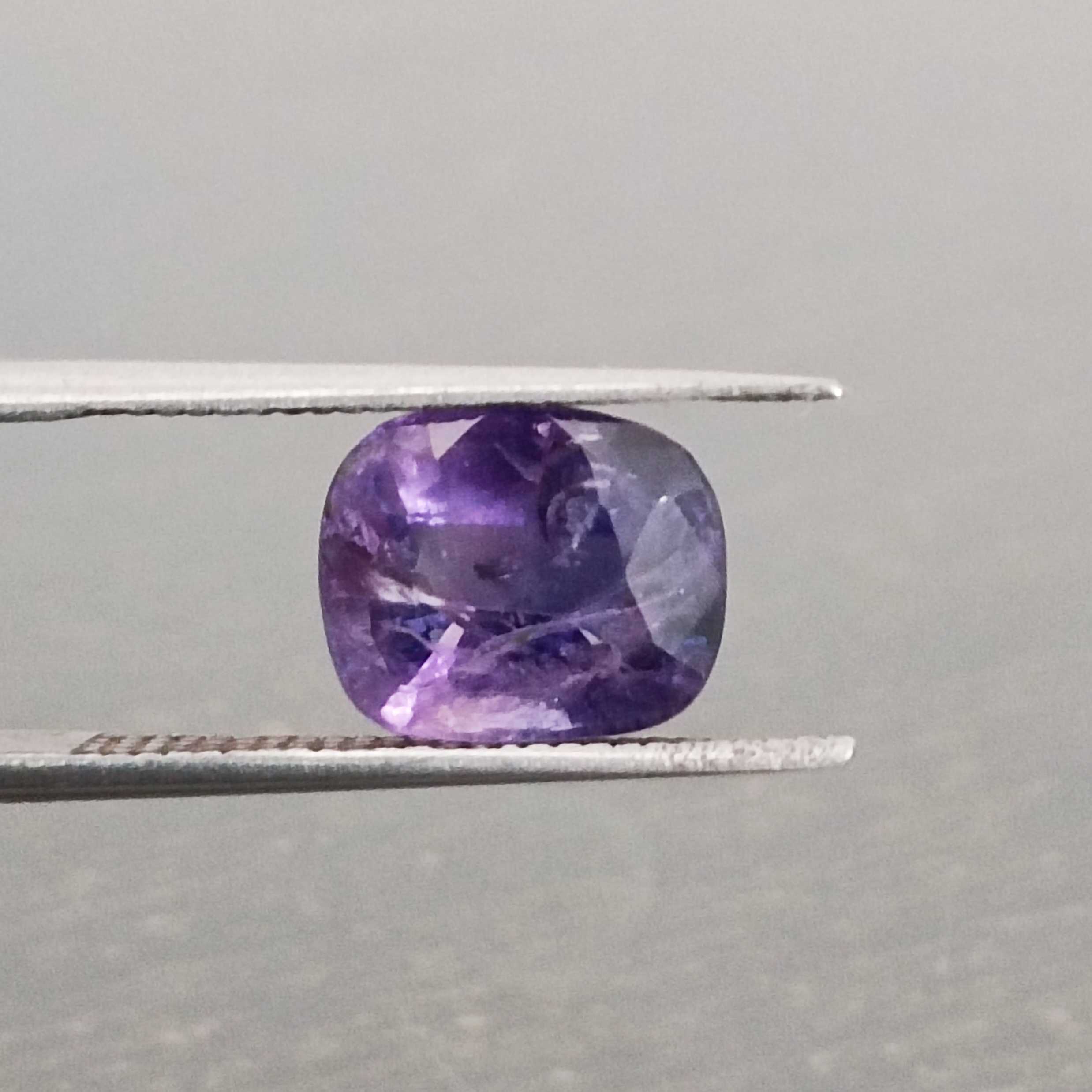 2.90ct  IGI certified deep purple blue cushion cut sapphire