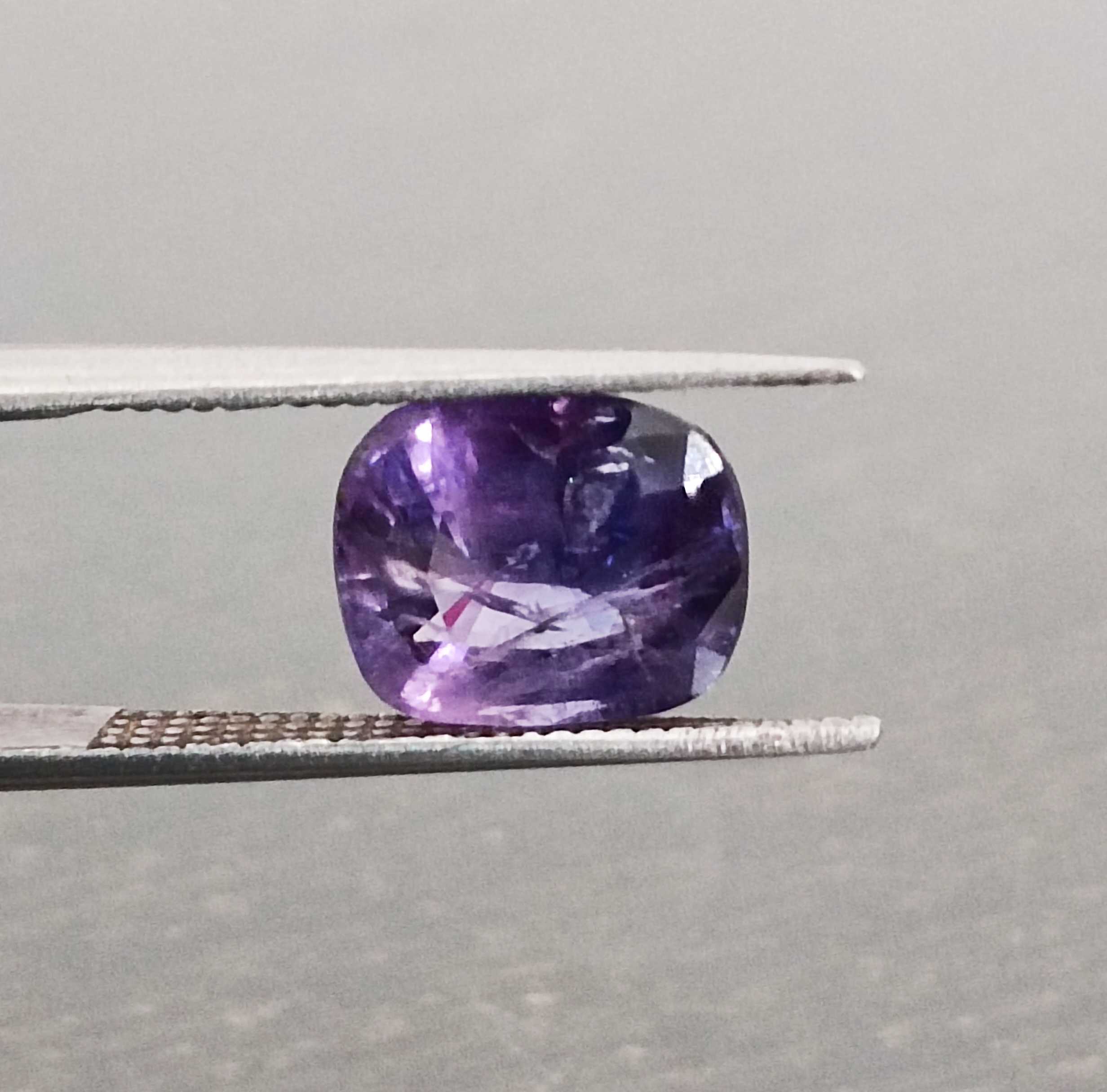 2.90ct  IGI certified deep purple blue cushion cut sapphire