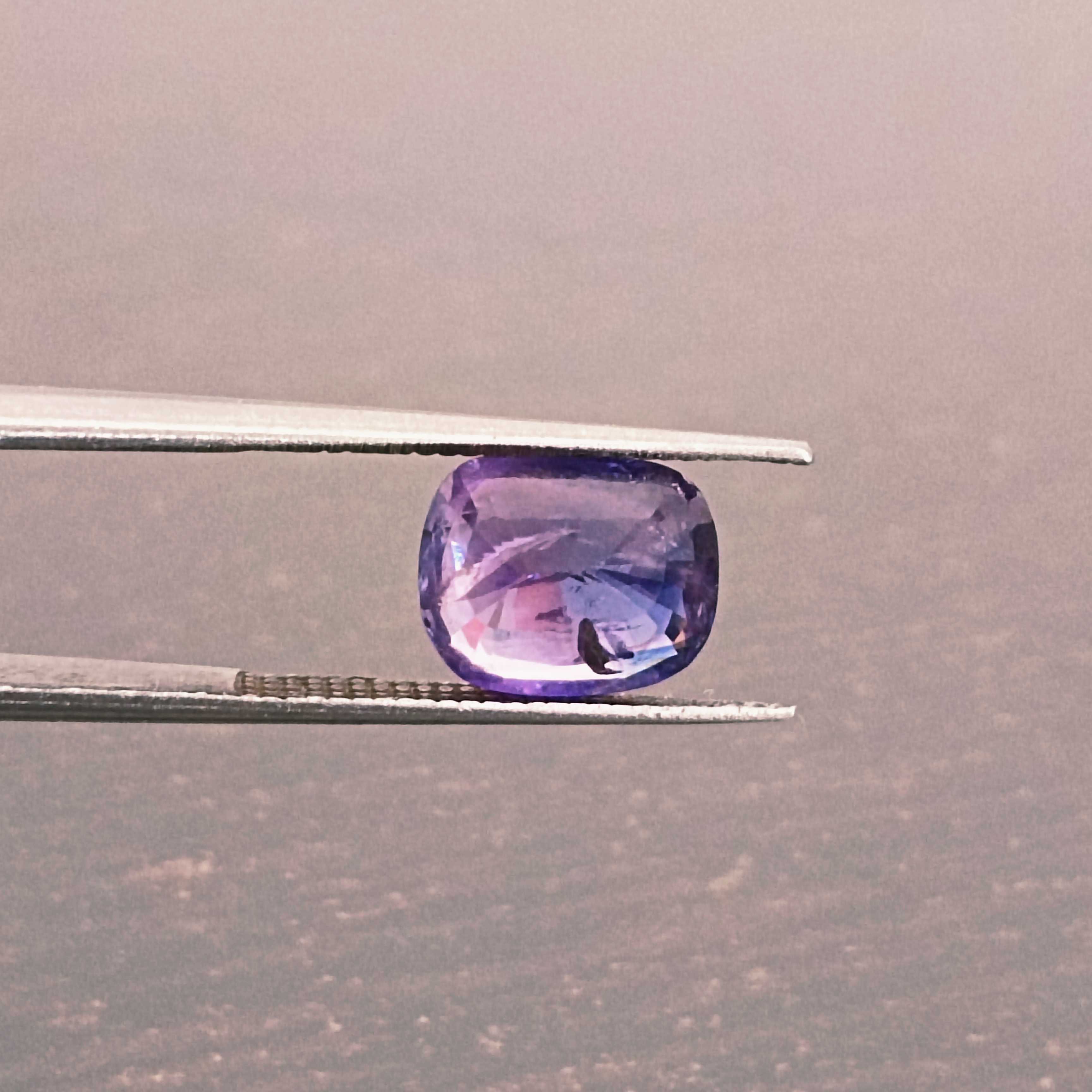 2.90ct  IGI certified deep purple blue cushion cut sapphire