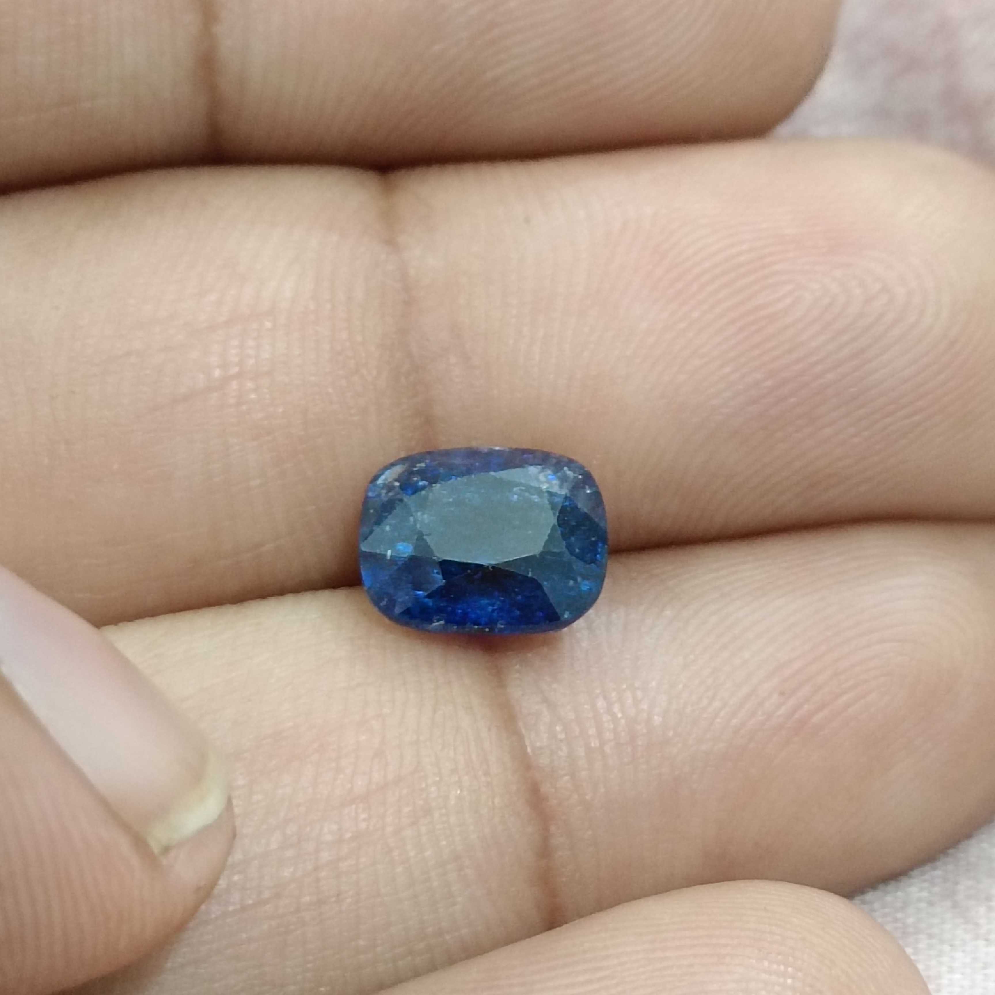 3.51ct IGI certified deep royal blue cushion cut sapphire gem