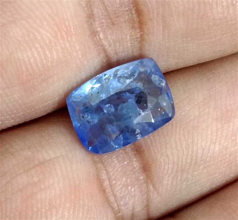 5.91ct IGI certified cushion mix cut blue sapphire gem/