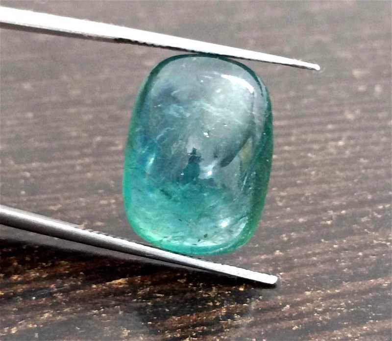 8.75ct deep bluish green emerald cabochon gemstone