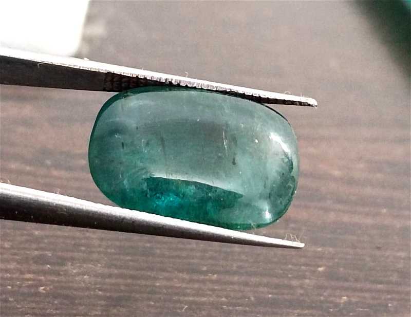 8.75ct deep bluish green emerald cabochon gemstone