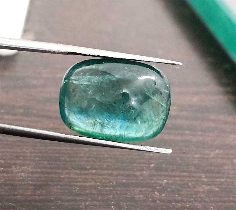 8.75ct deep bluish green emerald cabochon gemstone