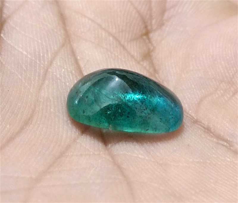 8.75ct deep bluish green emerald cabochon gemstone