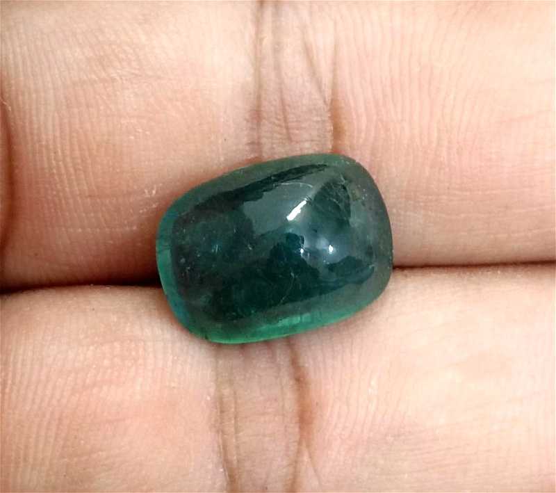 8.75ct deep bluish green emerald cabochon gemstone