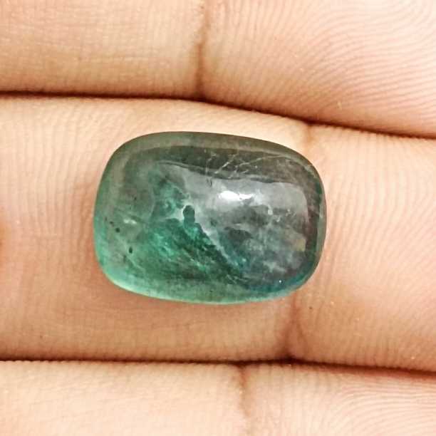 8.75ct deep bluish green emerald cabochon gemstone/