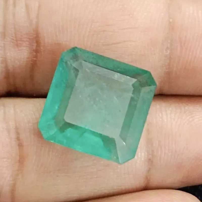 15.06ct bluish green emerald cut emerald gemstone certified /