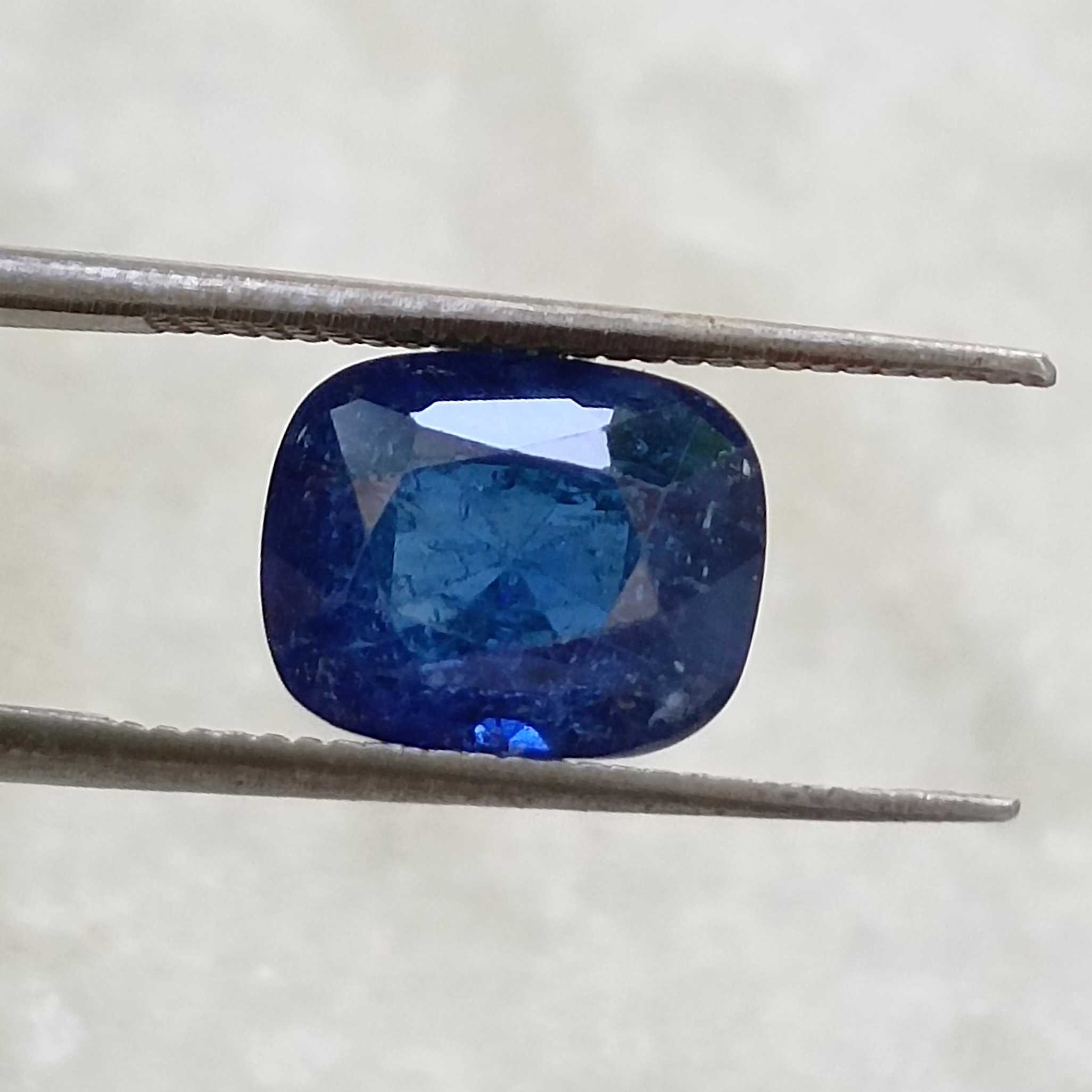 3.51ct IGI certified deep royal blue cushion cut sapphire gem