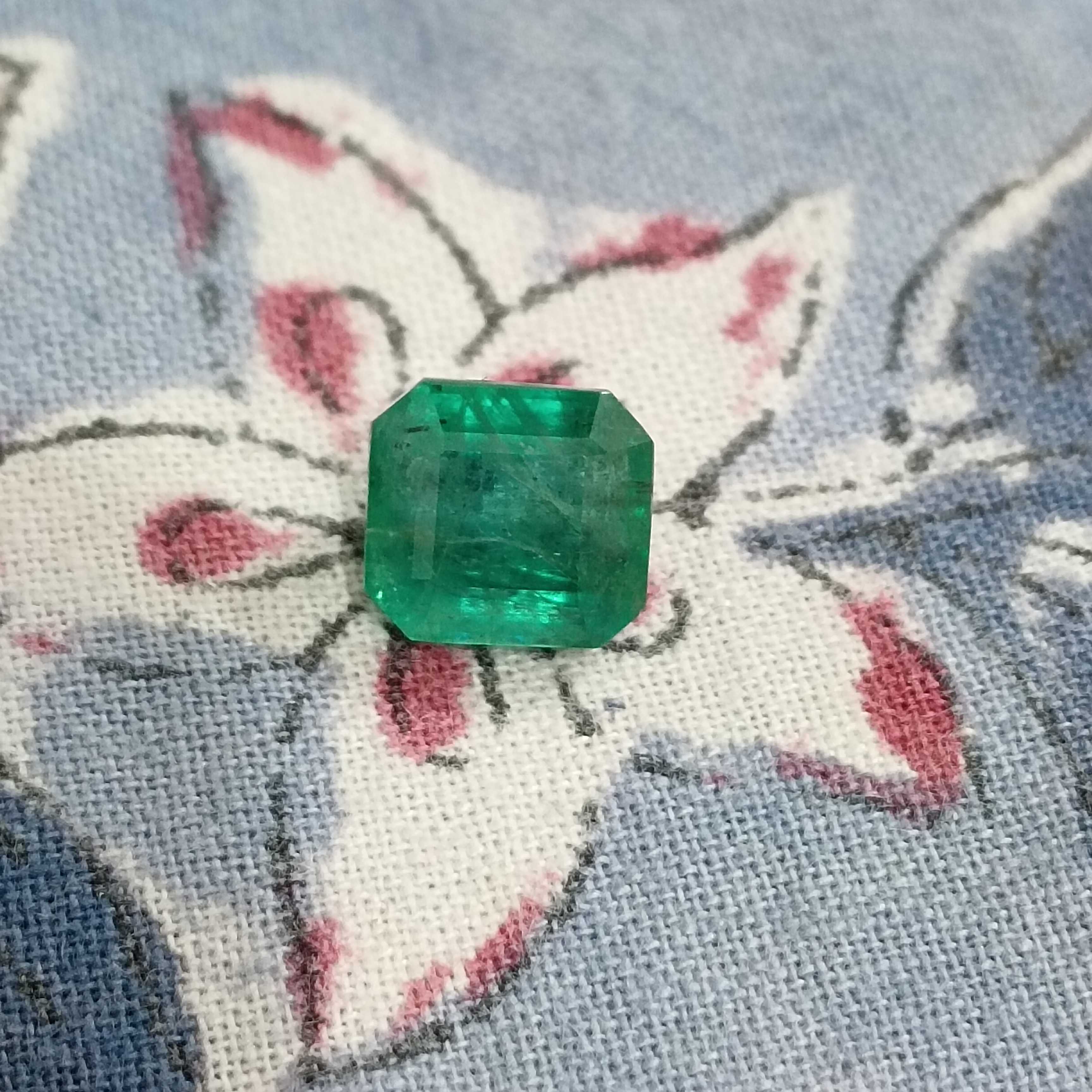 4.36ct spring green octagon cut emerald